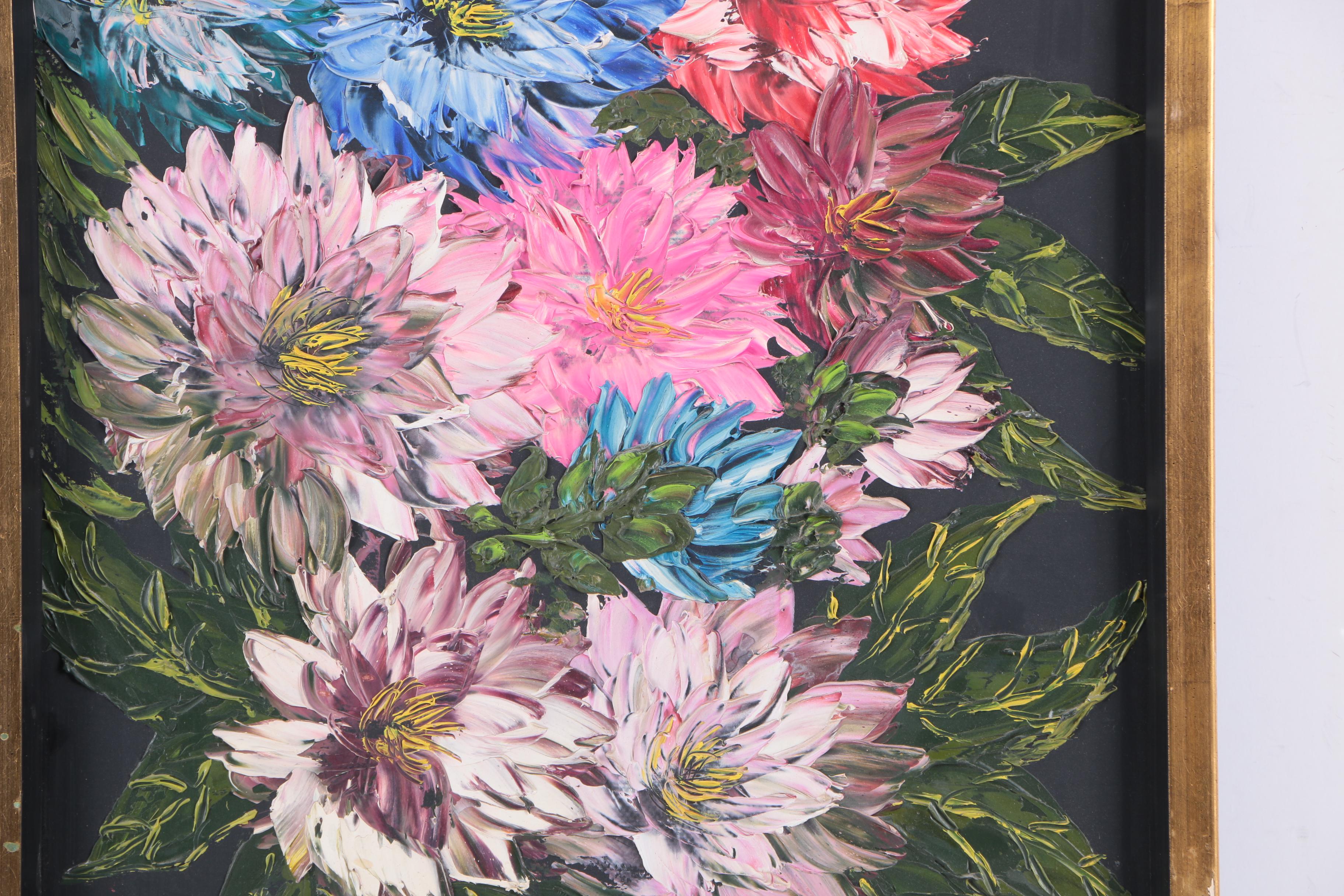 Doris Adams Oil Painting on Masonite of Flowers
