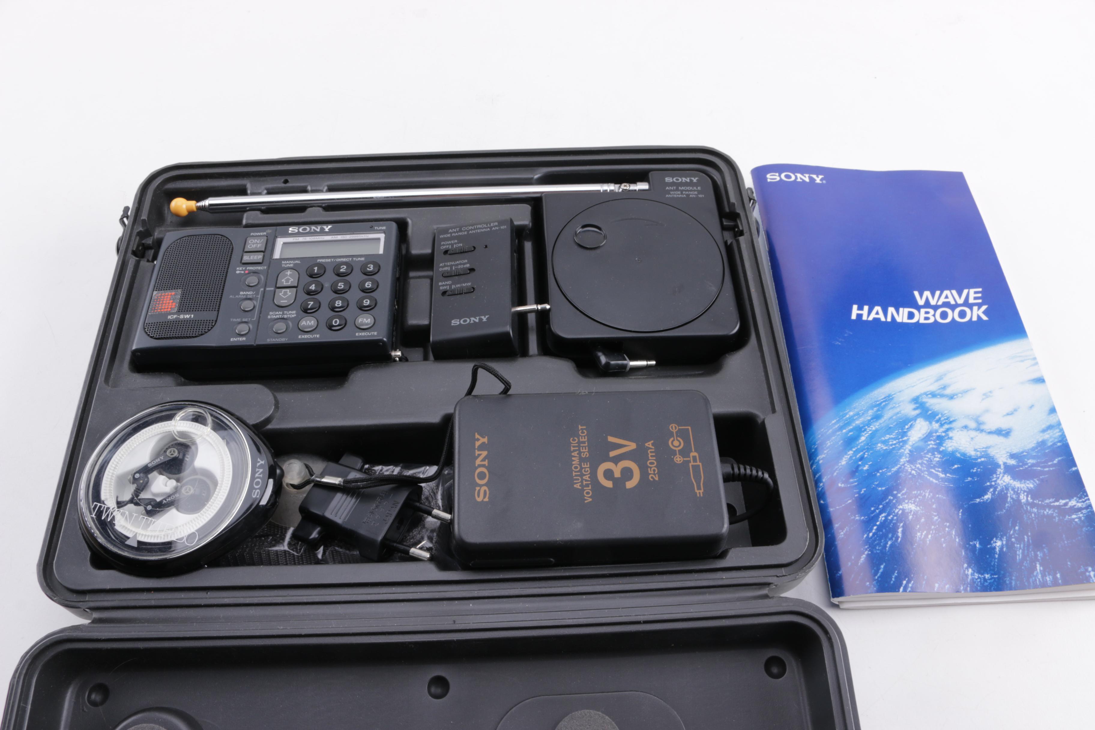 Sony Shortwave Radio And Vintage Phonic Mirror Speech Playback Recorder