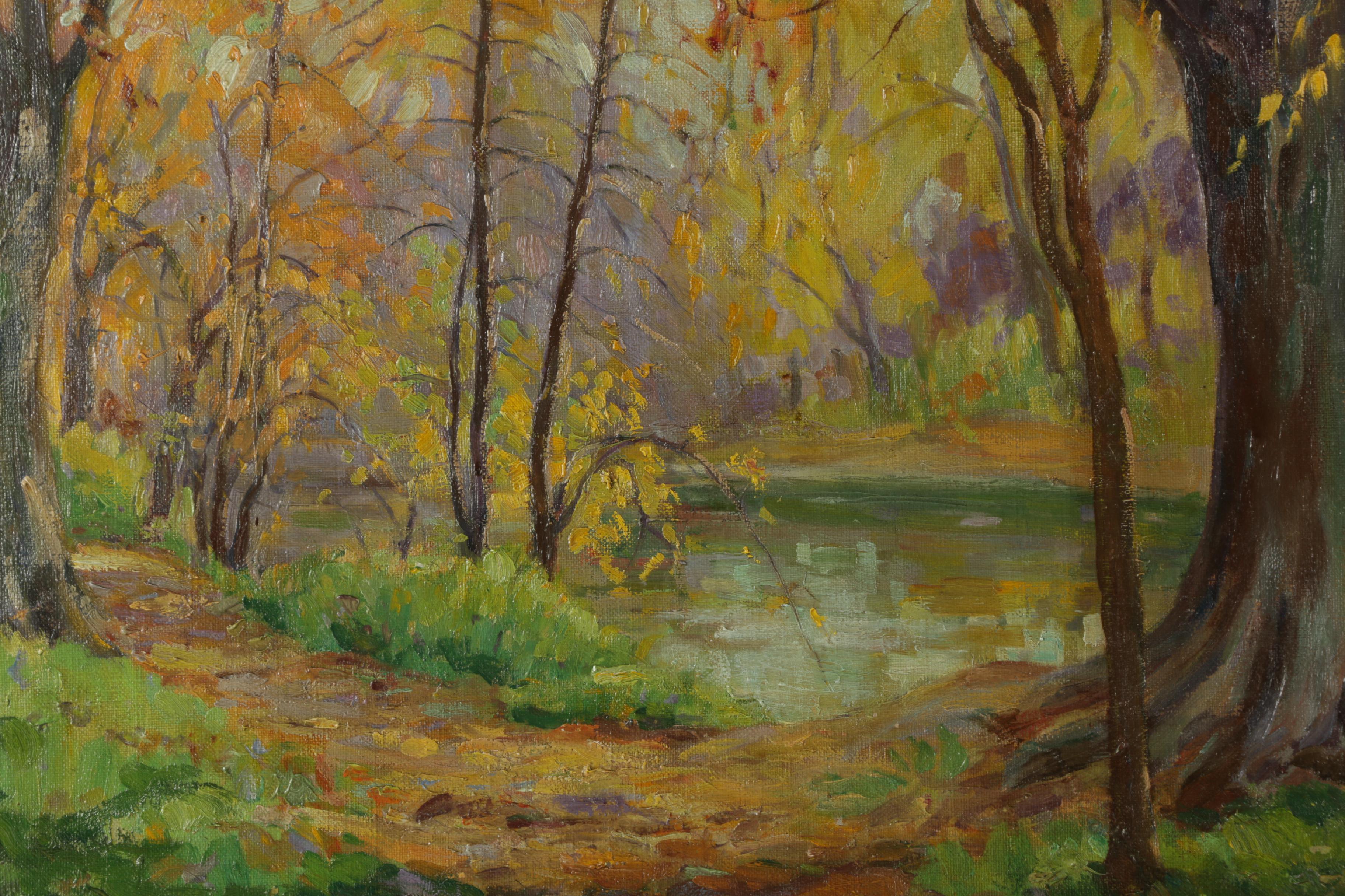 Helen Hudson Below Oil Painting on Canvas Wooded Landscape