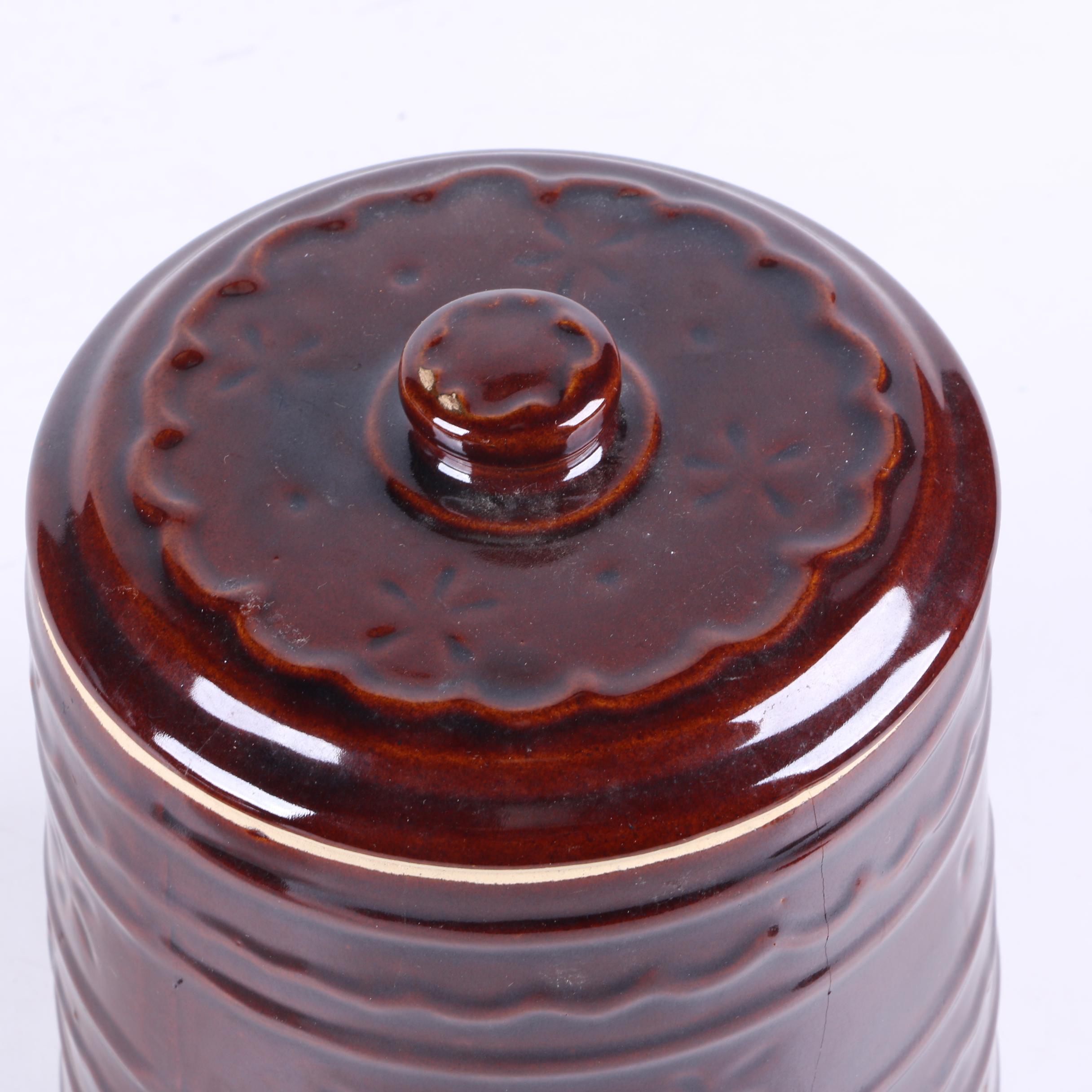 Vintage Marcrest Pottery "Daisy Dot" Brown Casserole Dish and Cookie Jar