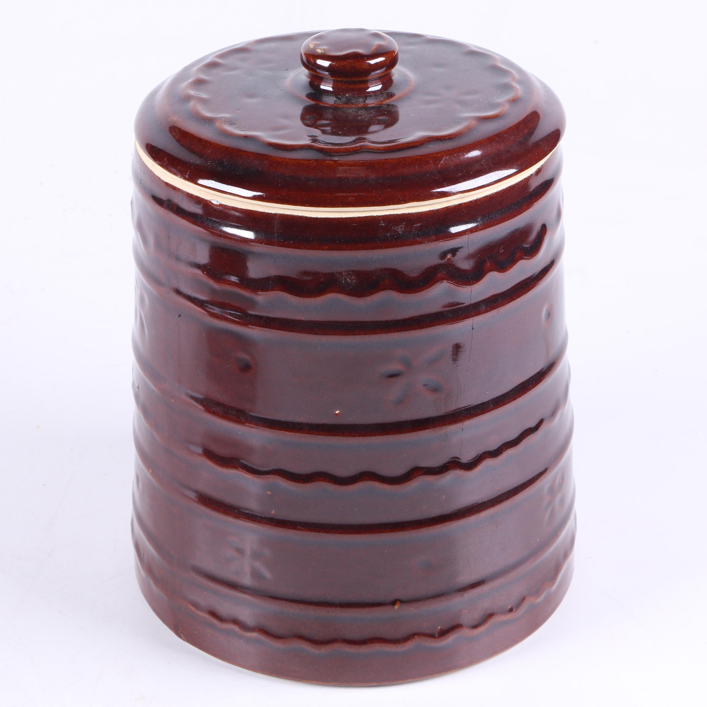 Vintage Marcrest Pottery "Daisy Dot" Brown Casserole Dish and Cookie Jar