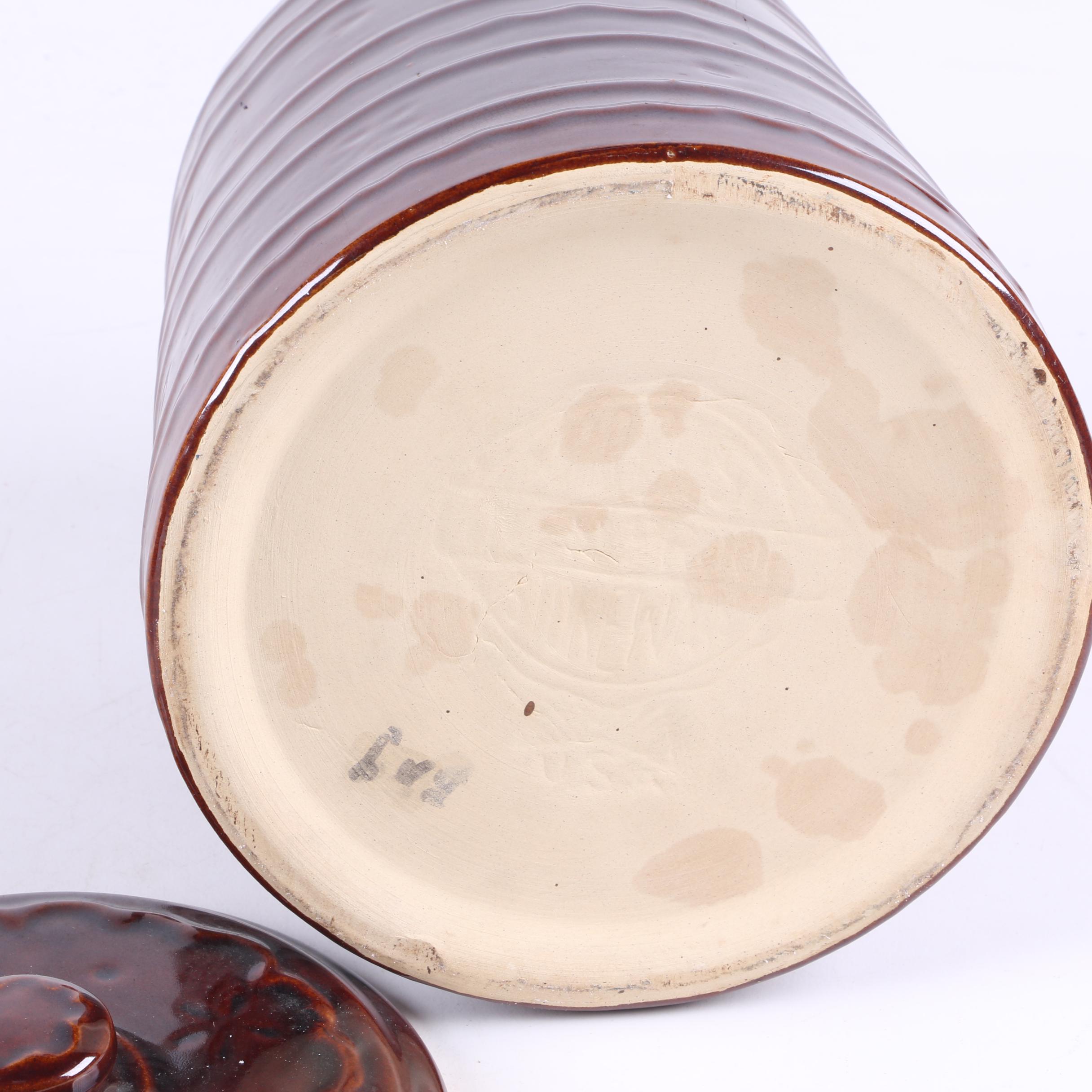 Vintage Marcrest Pottery "Daisy Dot" Brown Casserole Dish and Cookie Jar