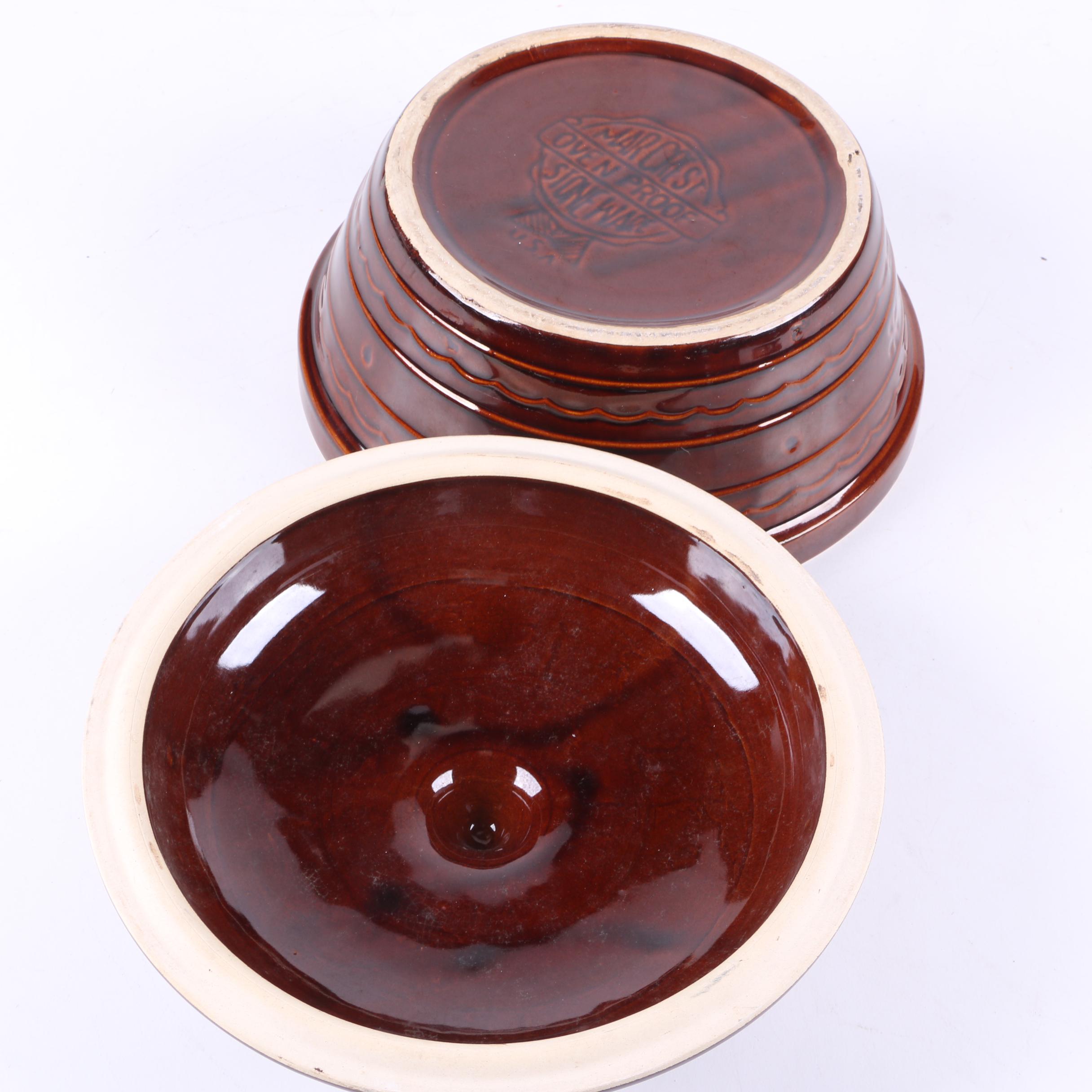 Vintage Marcrest Pottery "Daisy Dot" Brown Casserole Dish and Cookie Jar