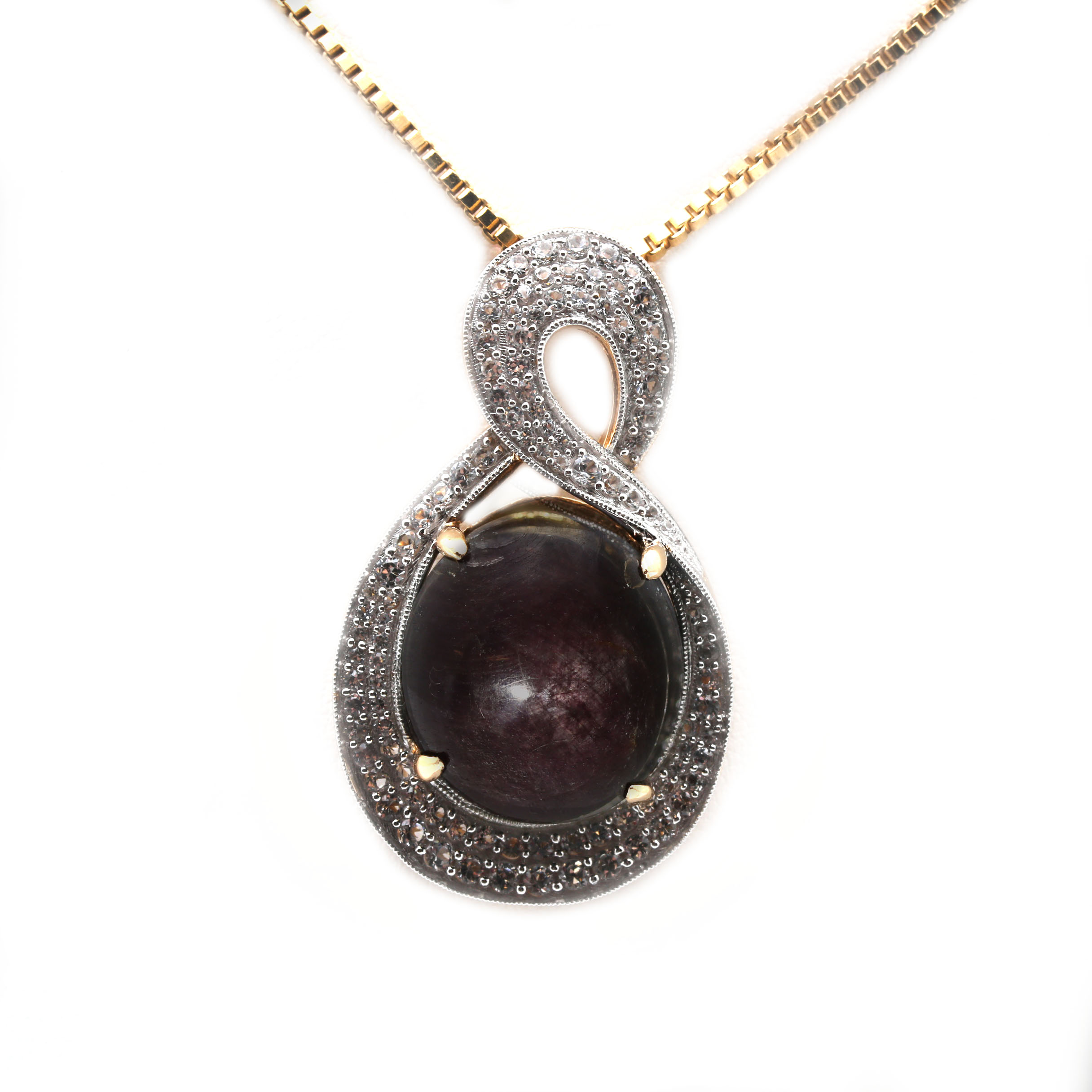 Orianne Gold Wash on Sterling Silver Star Ruby and White Topaz Necklaces