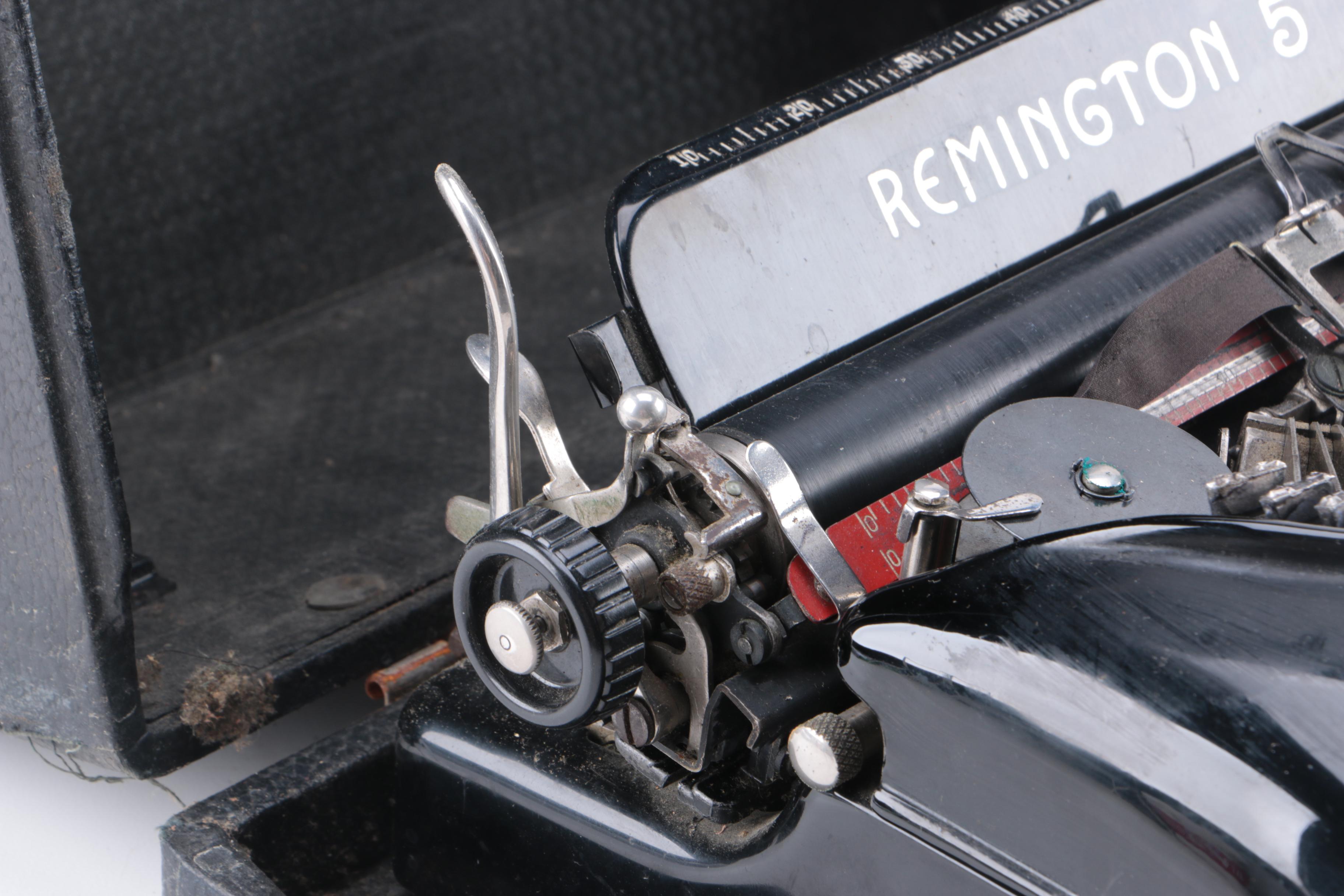 1930s Remington 5 Portable Typewriter with Case