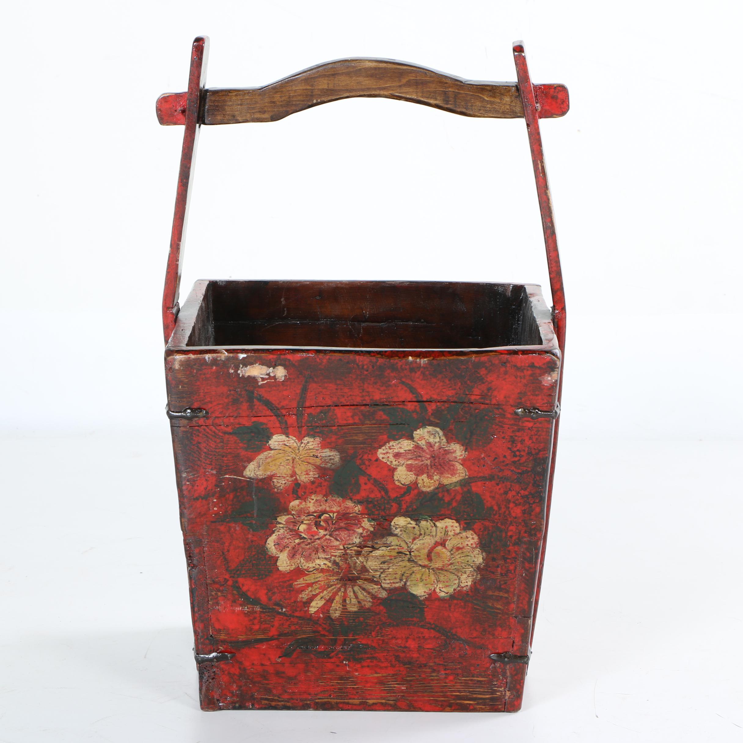 Vintage Decorative Chinese Rice Bucket Reproduction