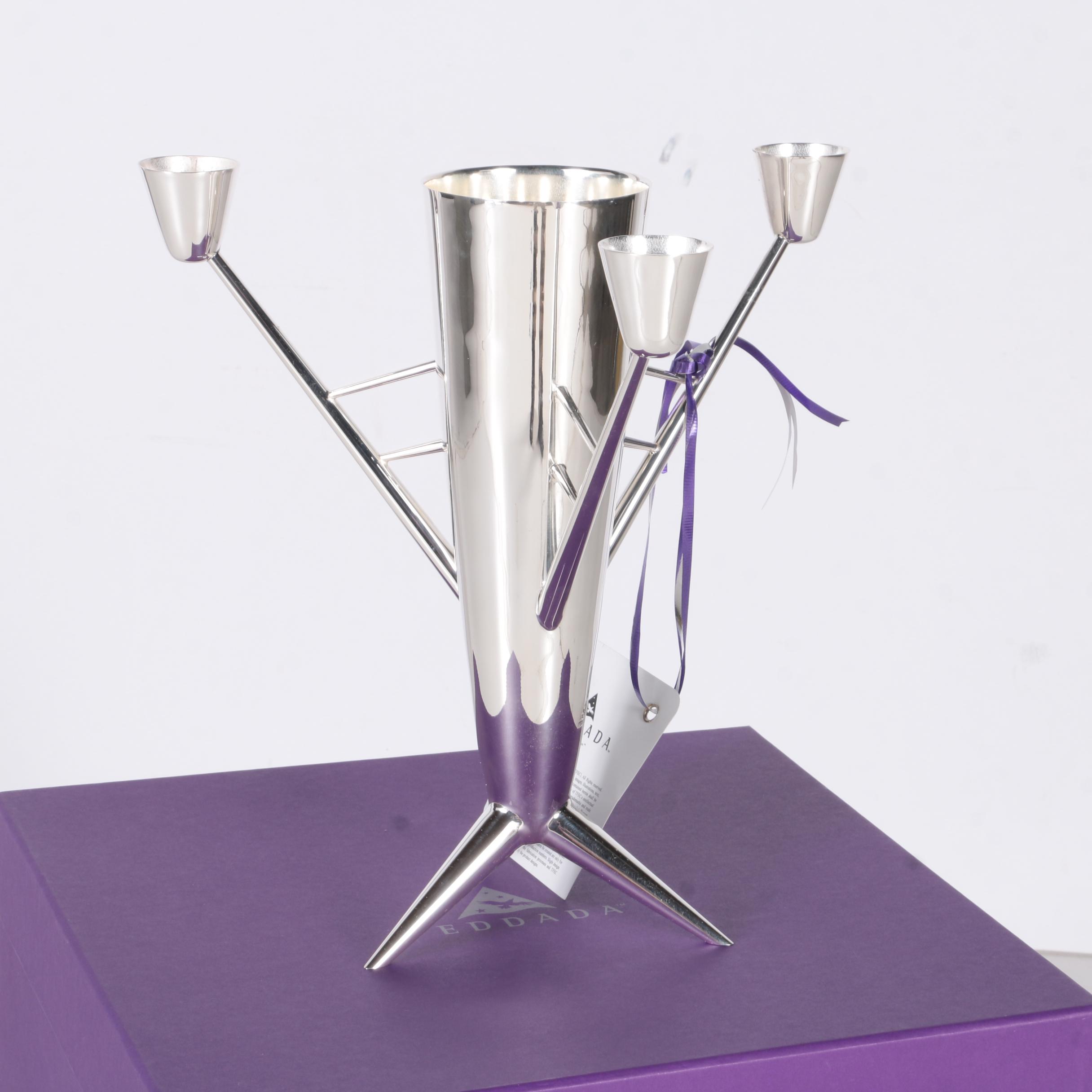 Metal Vase with Branched Candleholders