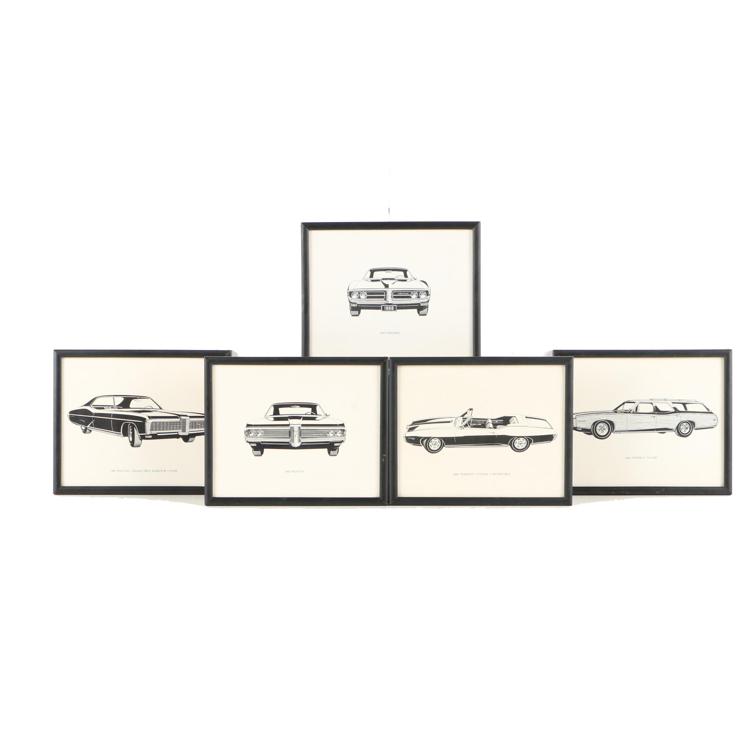 Digital Prints on Paper of 1968 Car Models Featuring Firebird