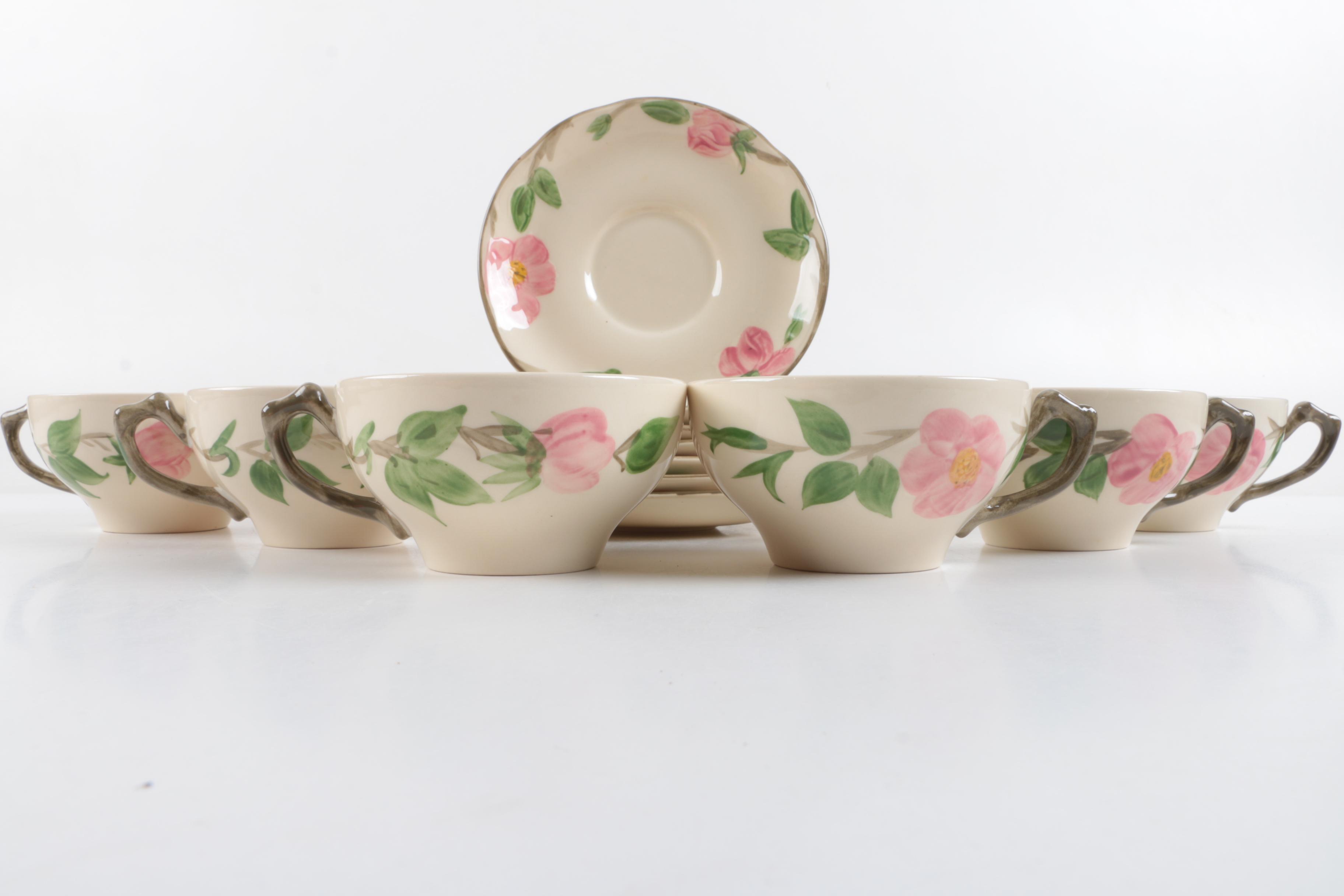 Franciscan "Desert Rose" Stoneware Teacups and Saucers