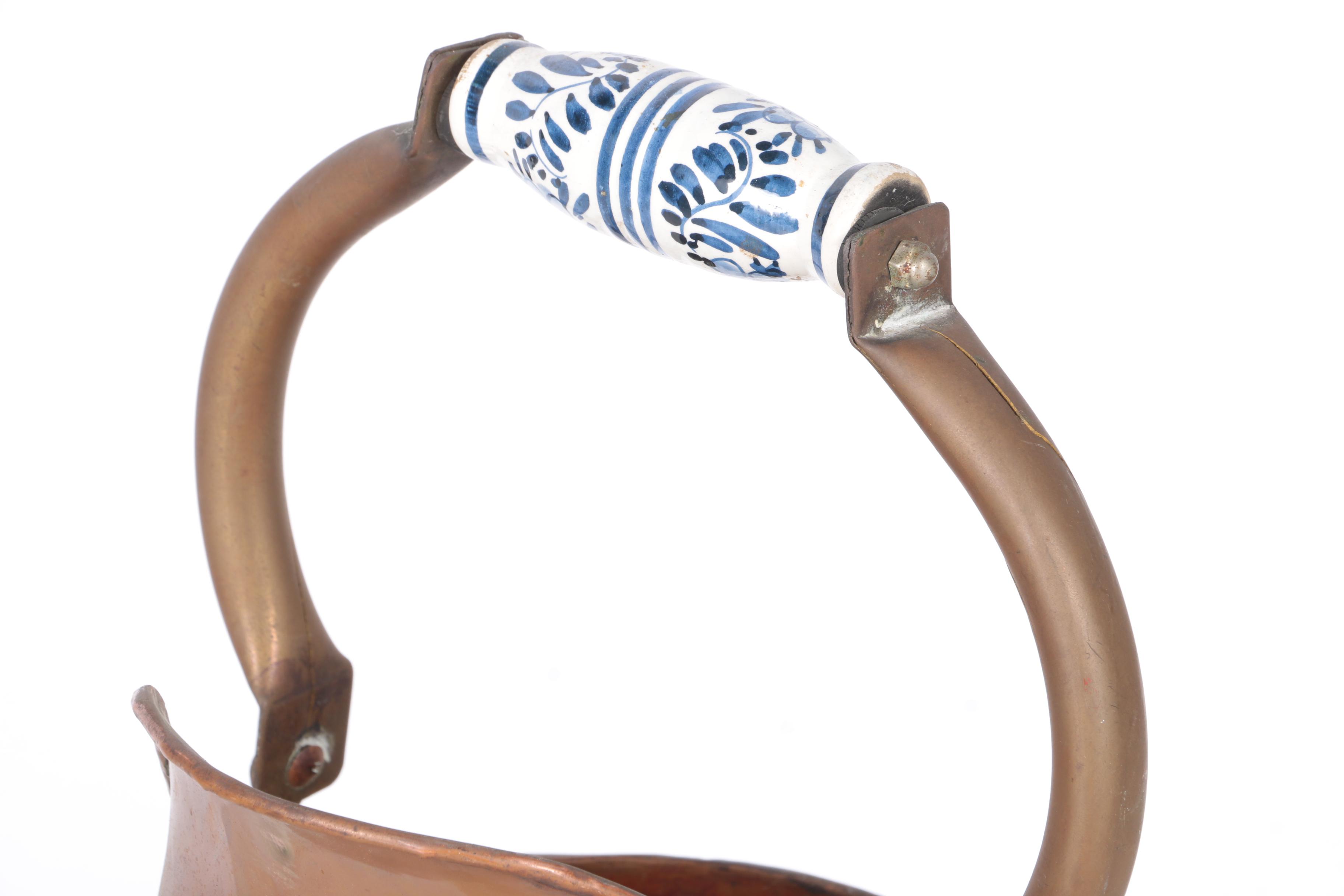 Copper Coal Pitcher with Ceramic Handle