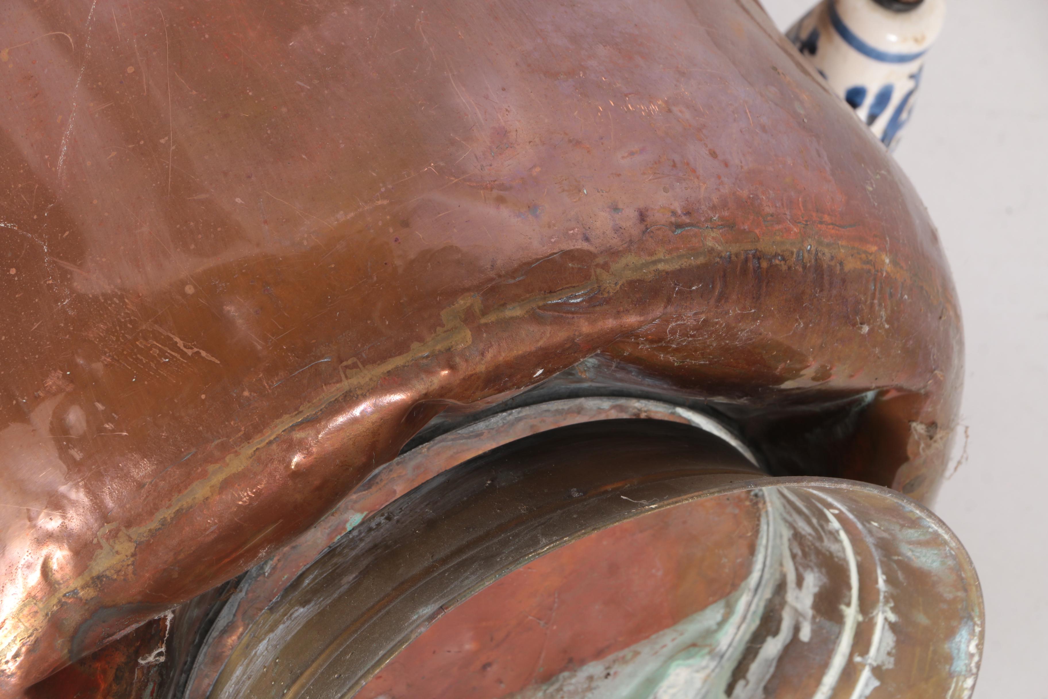 Copper Coal Pitcher with Ceramic Handle