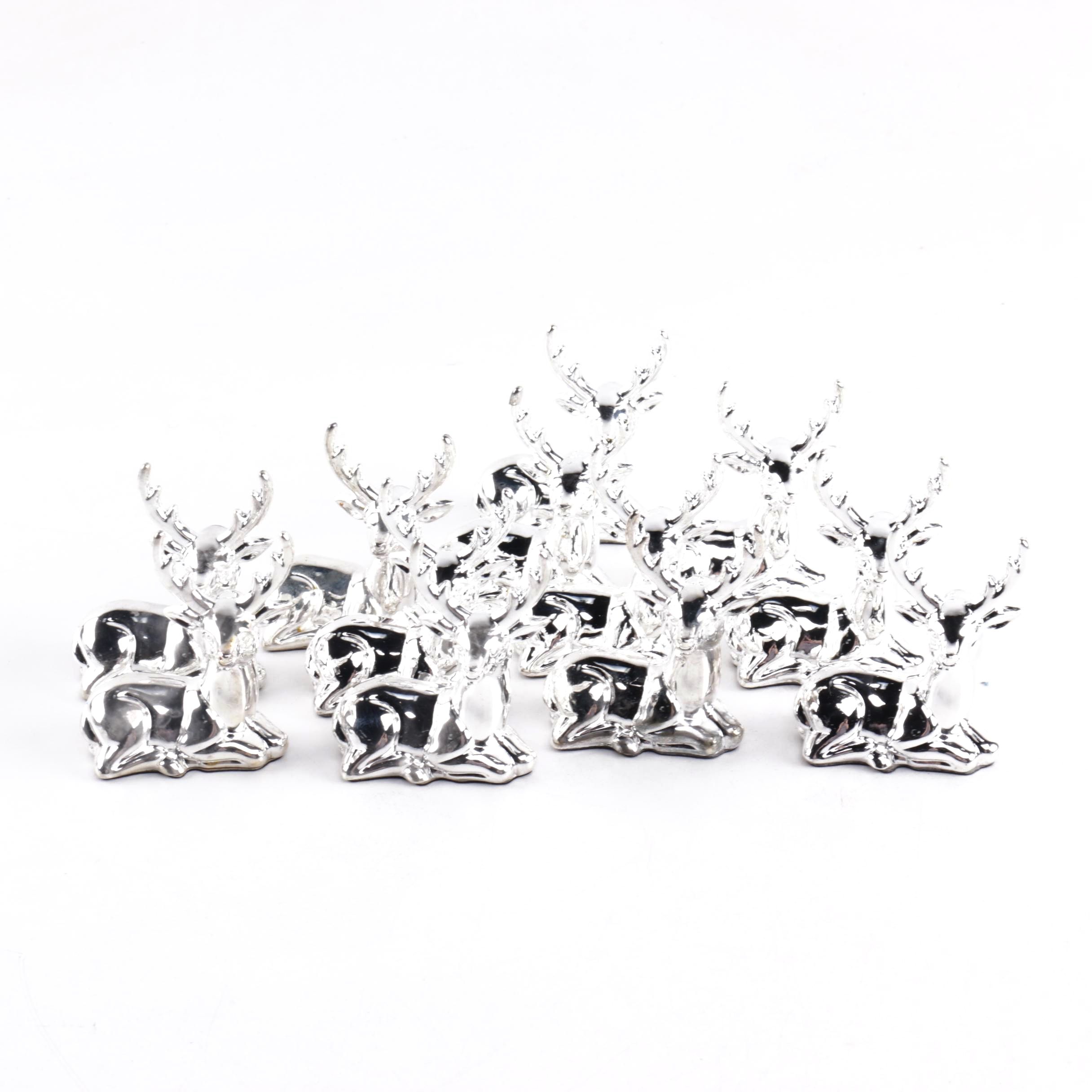 Silver Plate Reindeer Place Card Holders