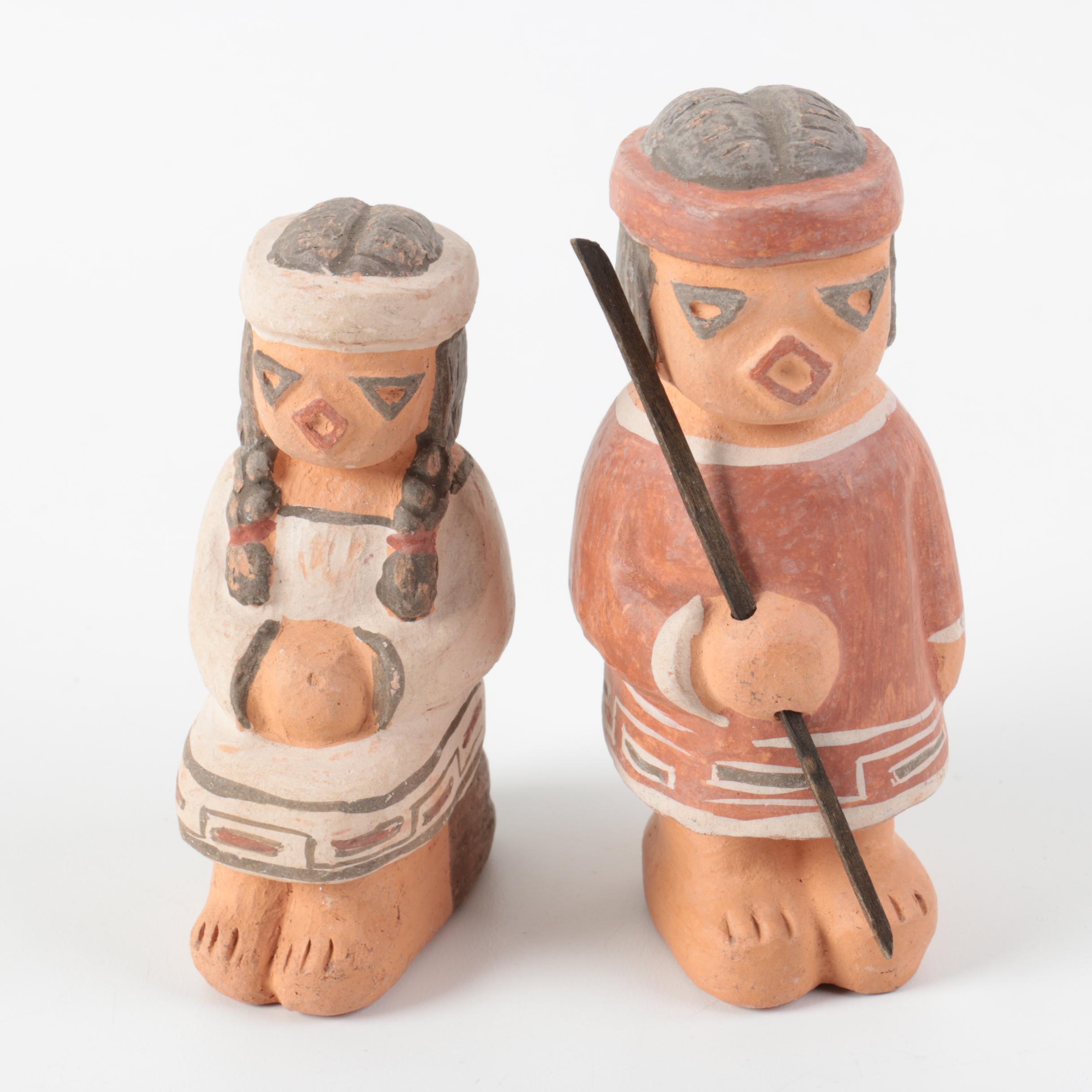 Puebloan Style Painted Pottery Nativity Set