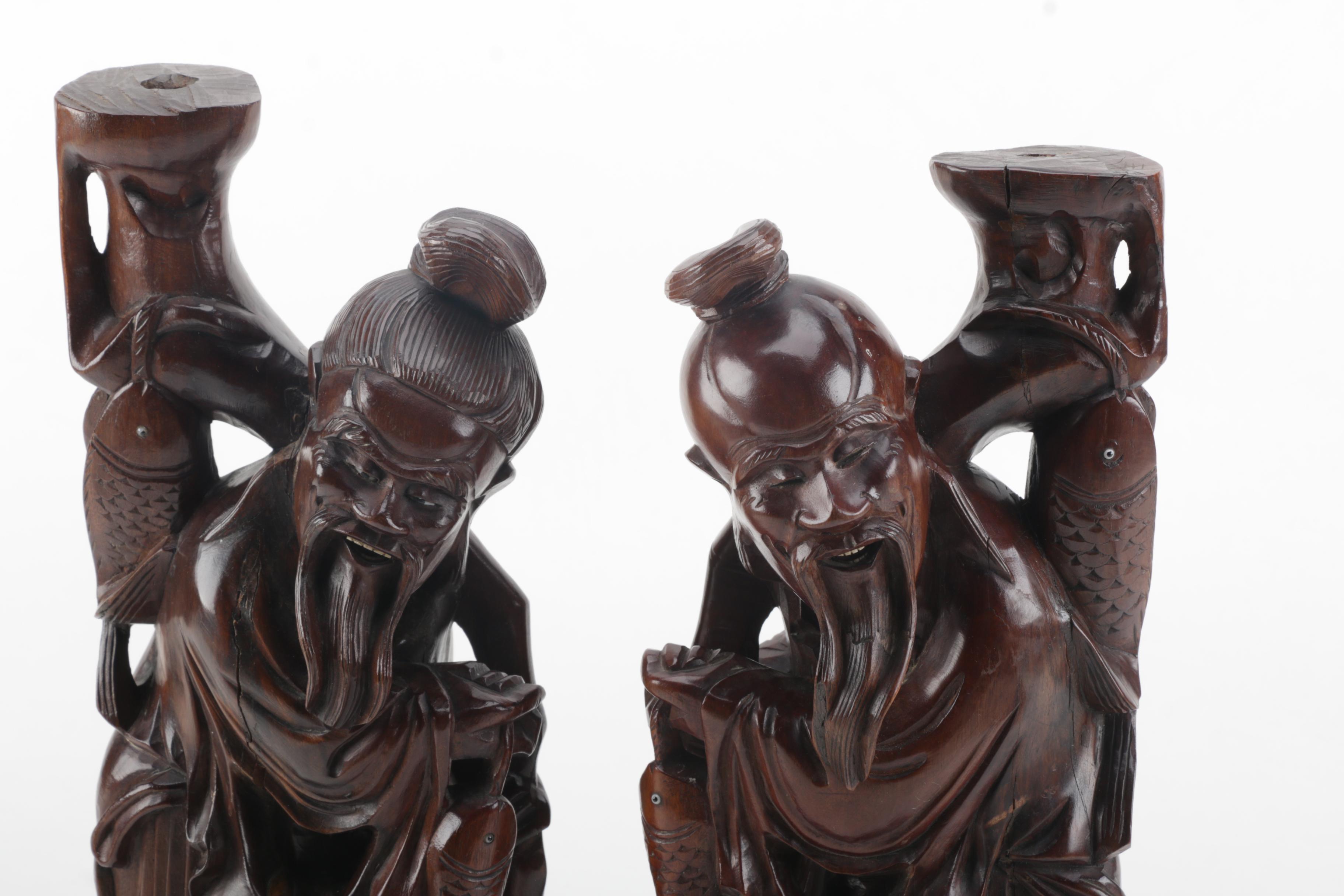 East Asian Figural Wooden Carvings