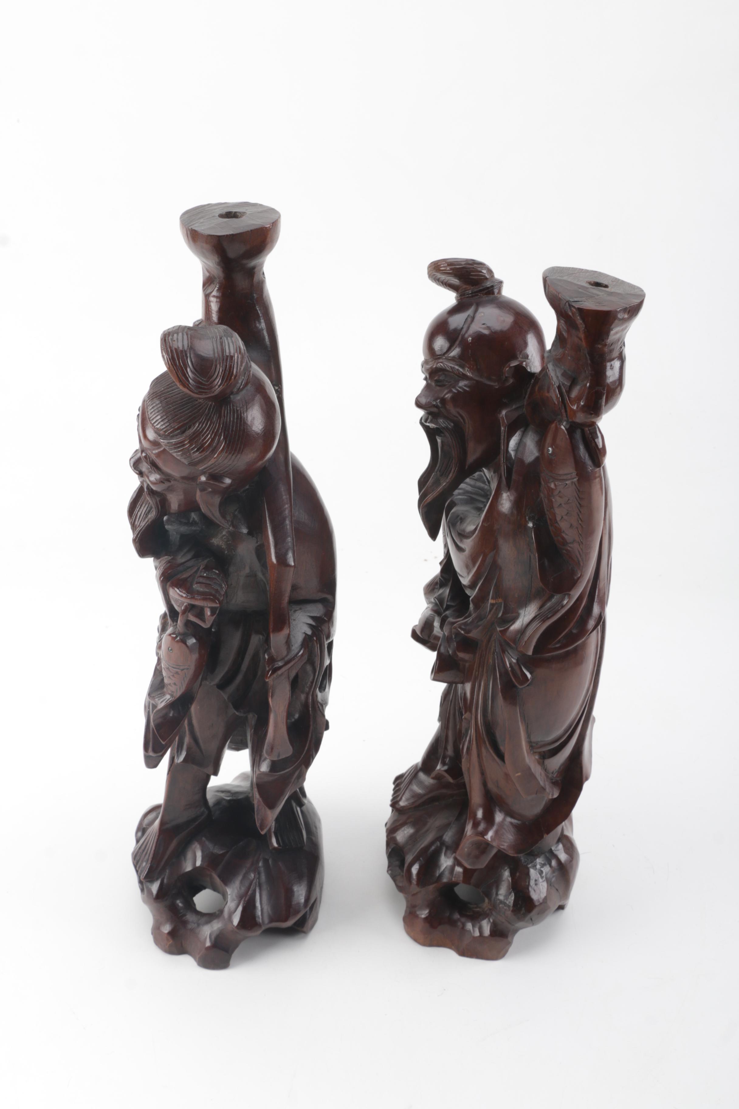 East Asian Figural Wooden Carvings