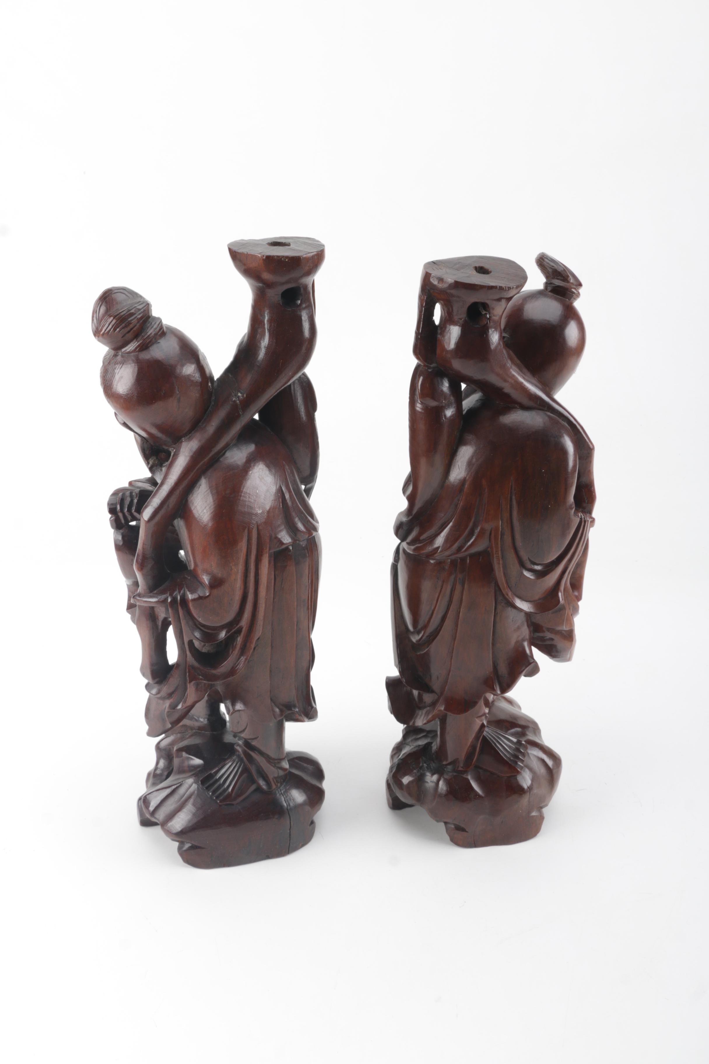 East Asian Figural Wooden Carvings