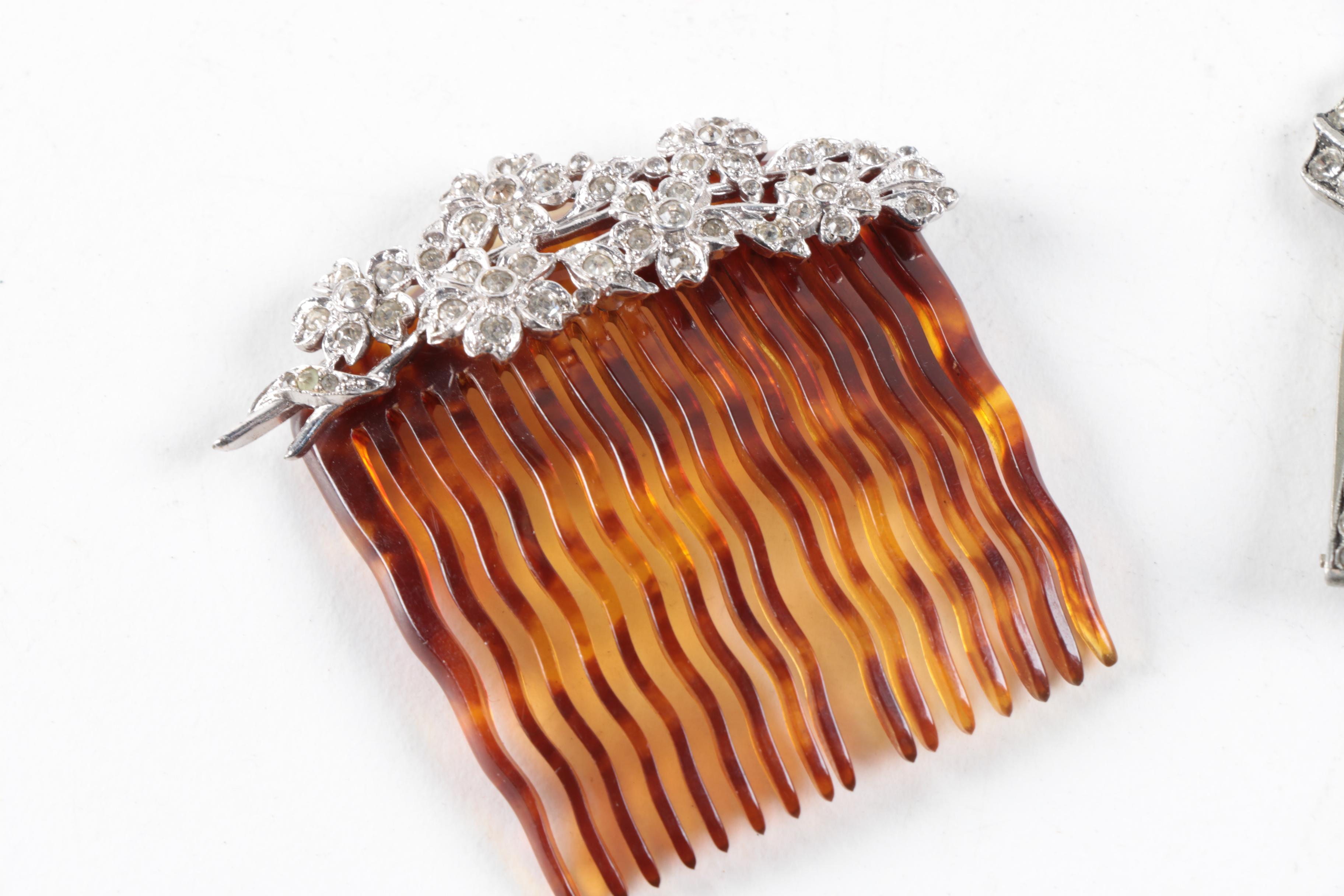 Collection of Vintage Dress Clips and Hair Comb