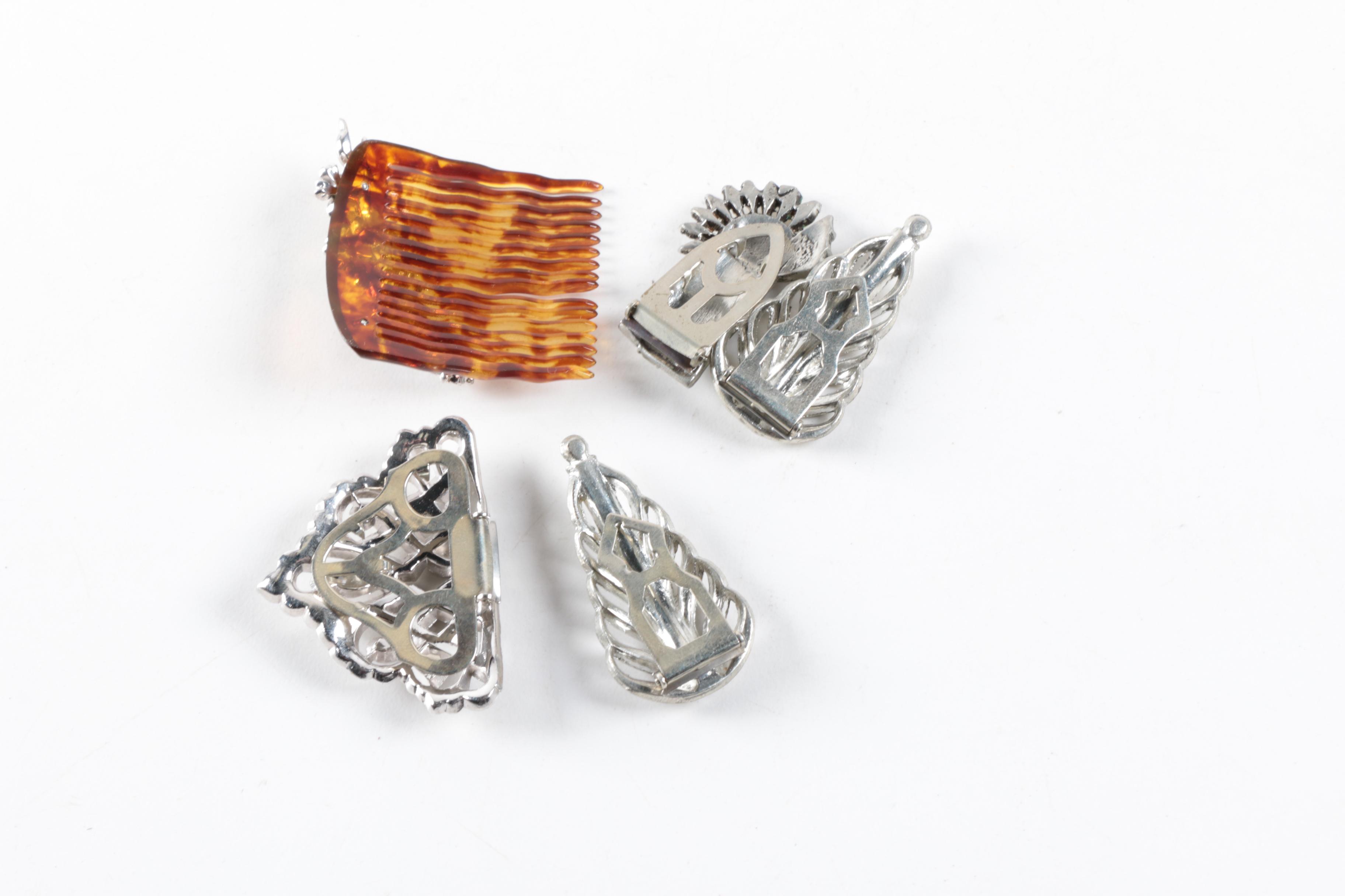 Collection of Vintage Dress Clips and Hair Comb
