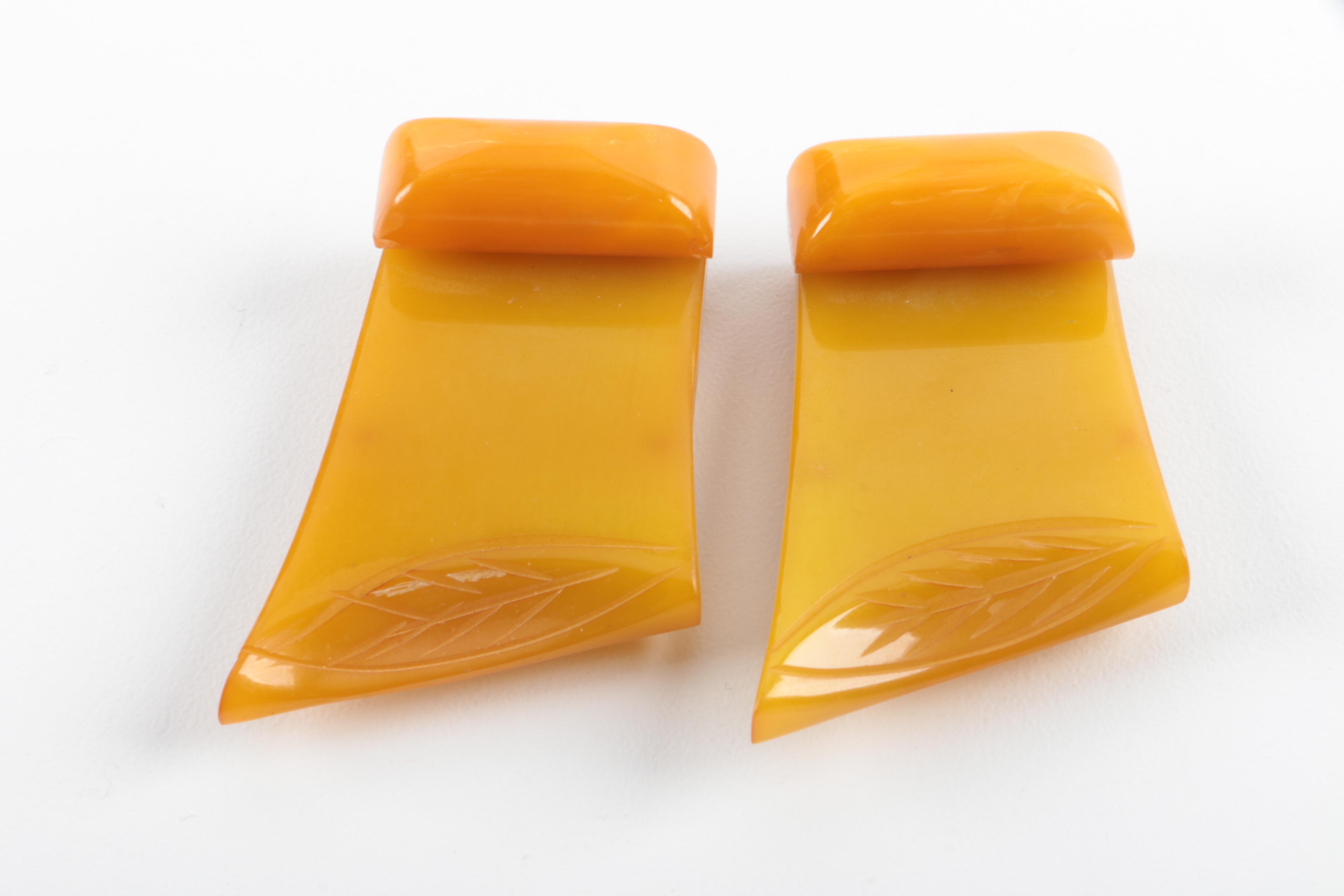 Bakelite Clips and Belt Buckle