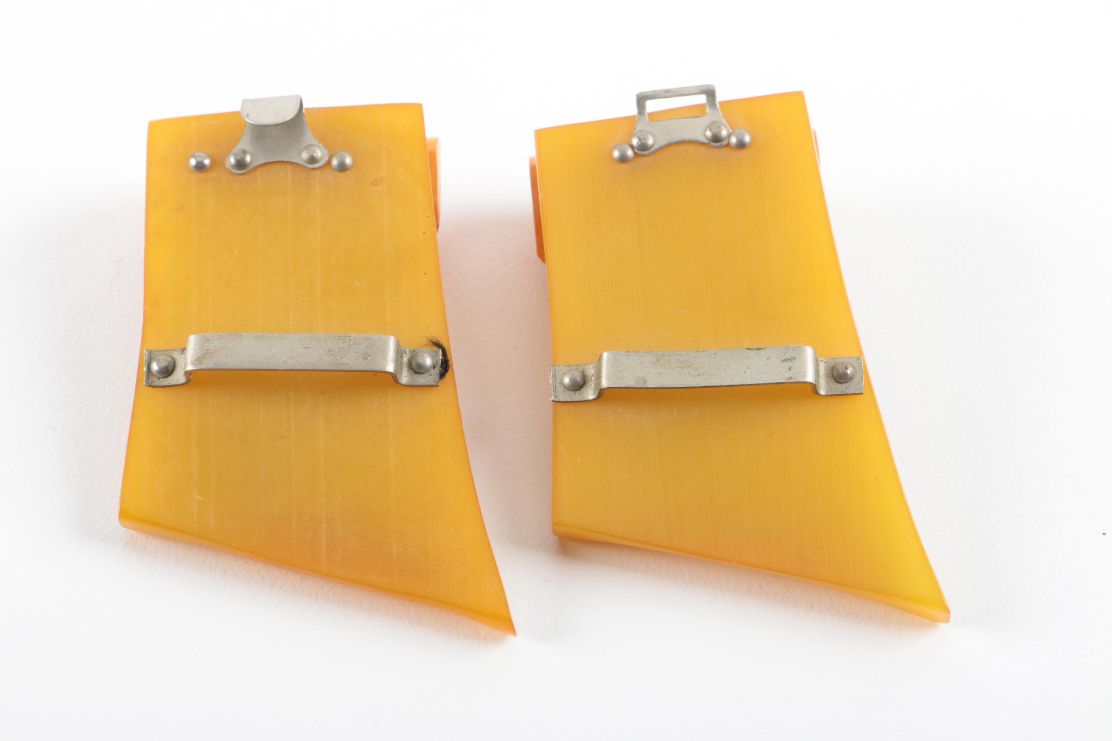 Bakelite Clips and Belt Buckle