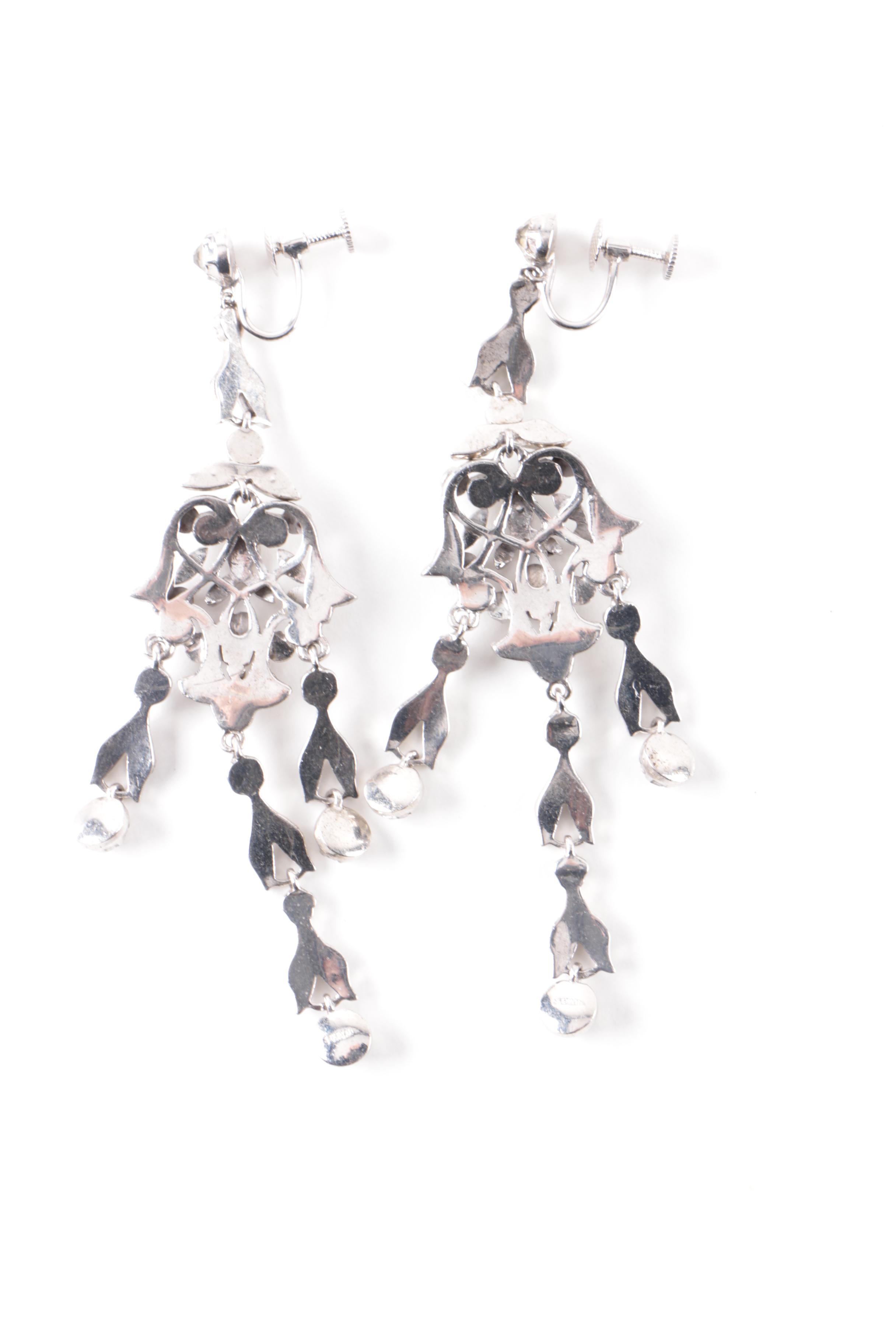 Sterling Silver Earrings with Lapis Lazuli and Cubic Zirconia