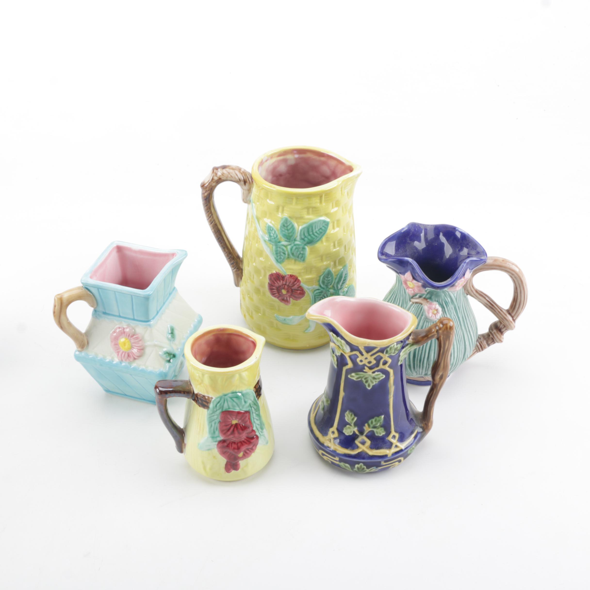 Victorian Style Majolica Jugs