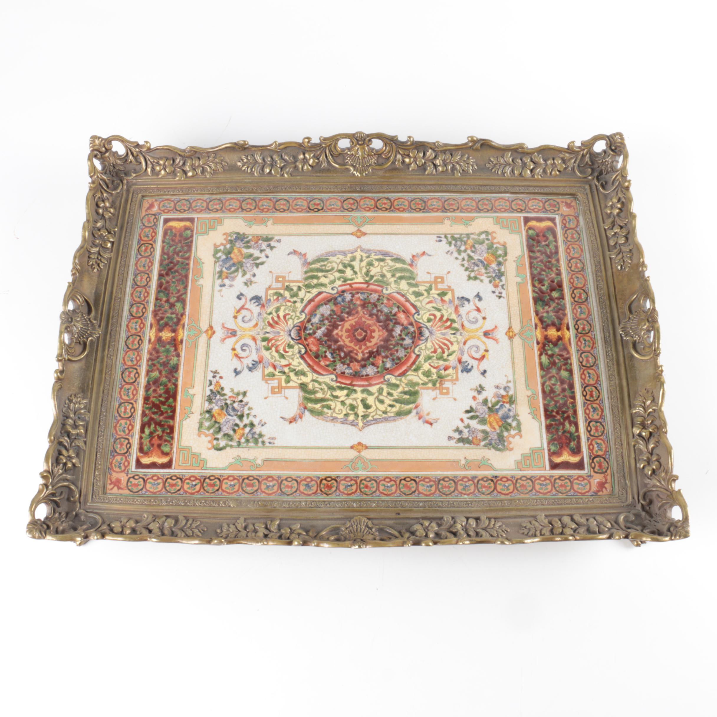 Castilian Traders Bronze and Porcelain Tray