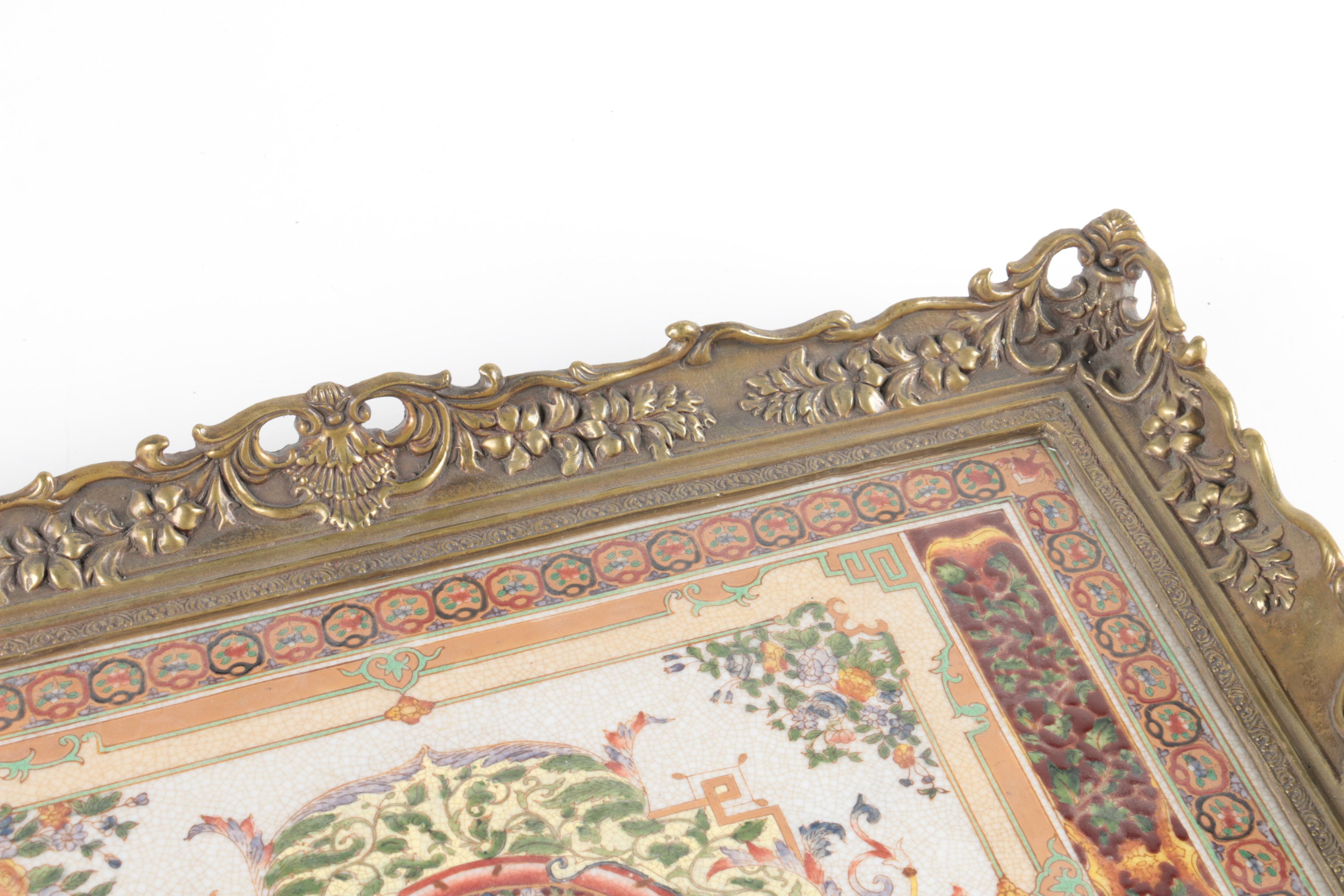Castilian Traders Bronze and Porcelain Tray