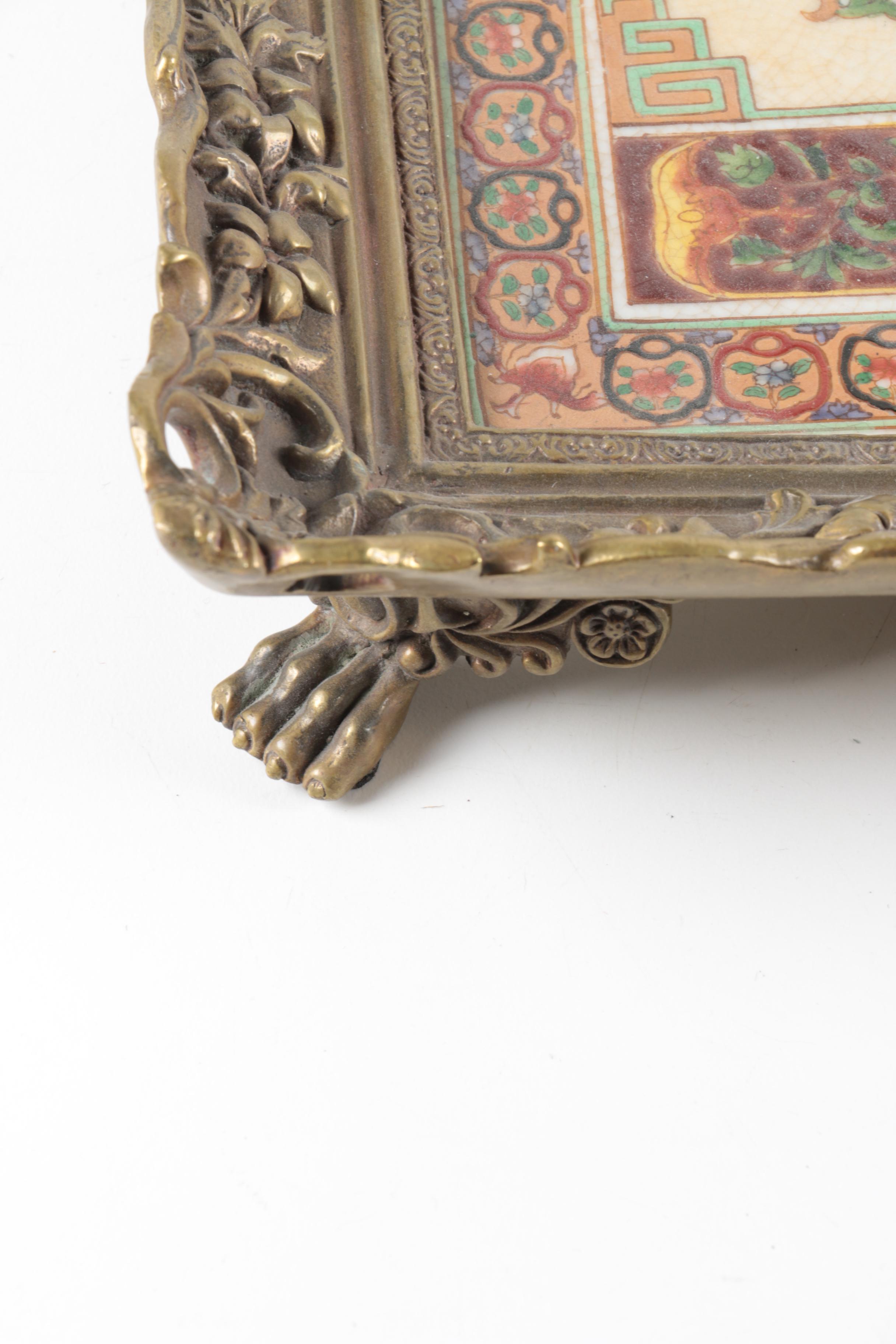 Castilian Traders Bronze and Porcelain Tray