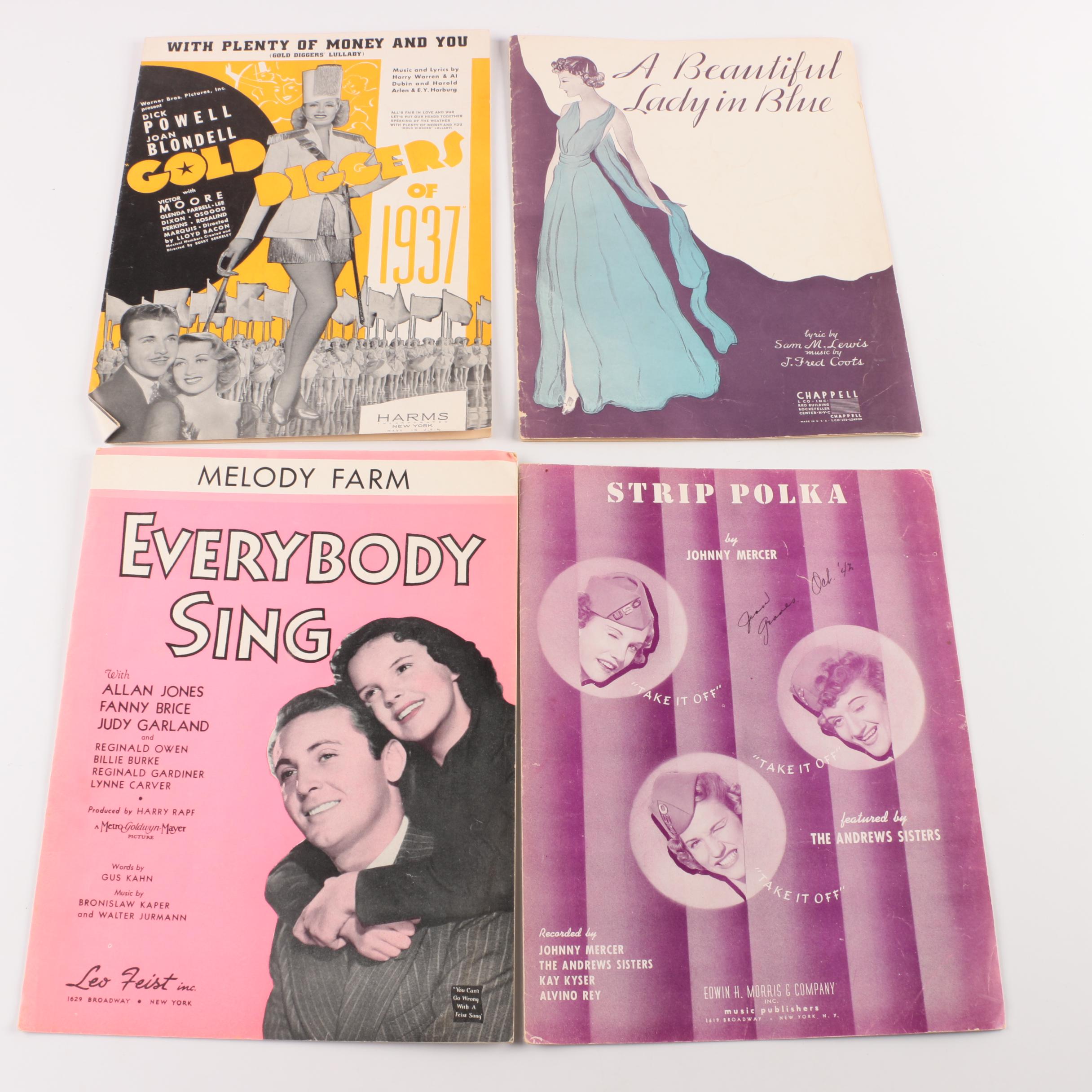 Vintage Sheet Music picturing Dorsey, Crosby, Andrews Sisters