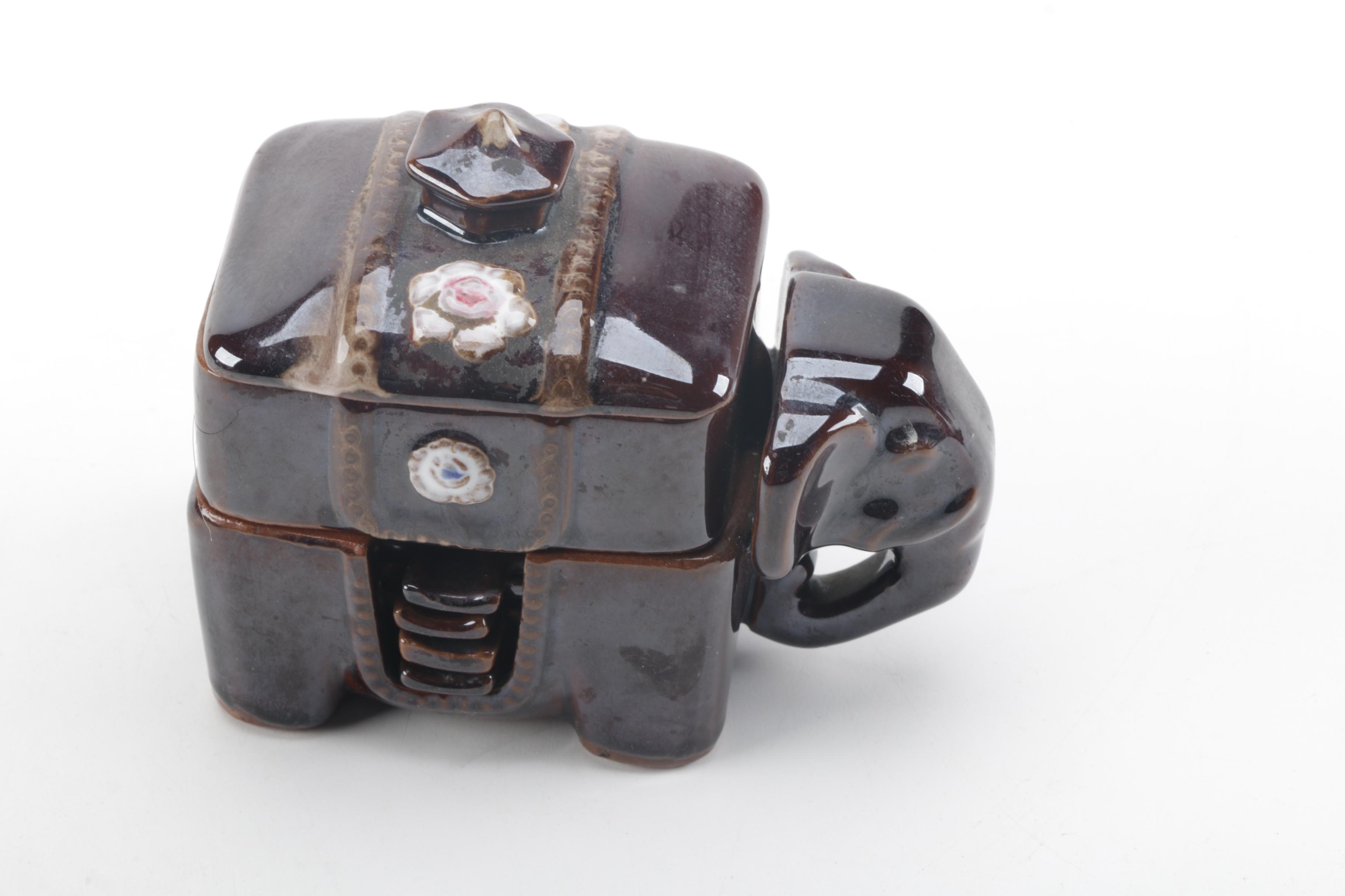 Vintage Elephant Themed Ceramic Ash Receivers and Caddies