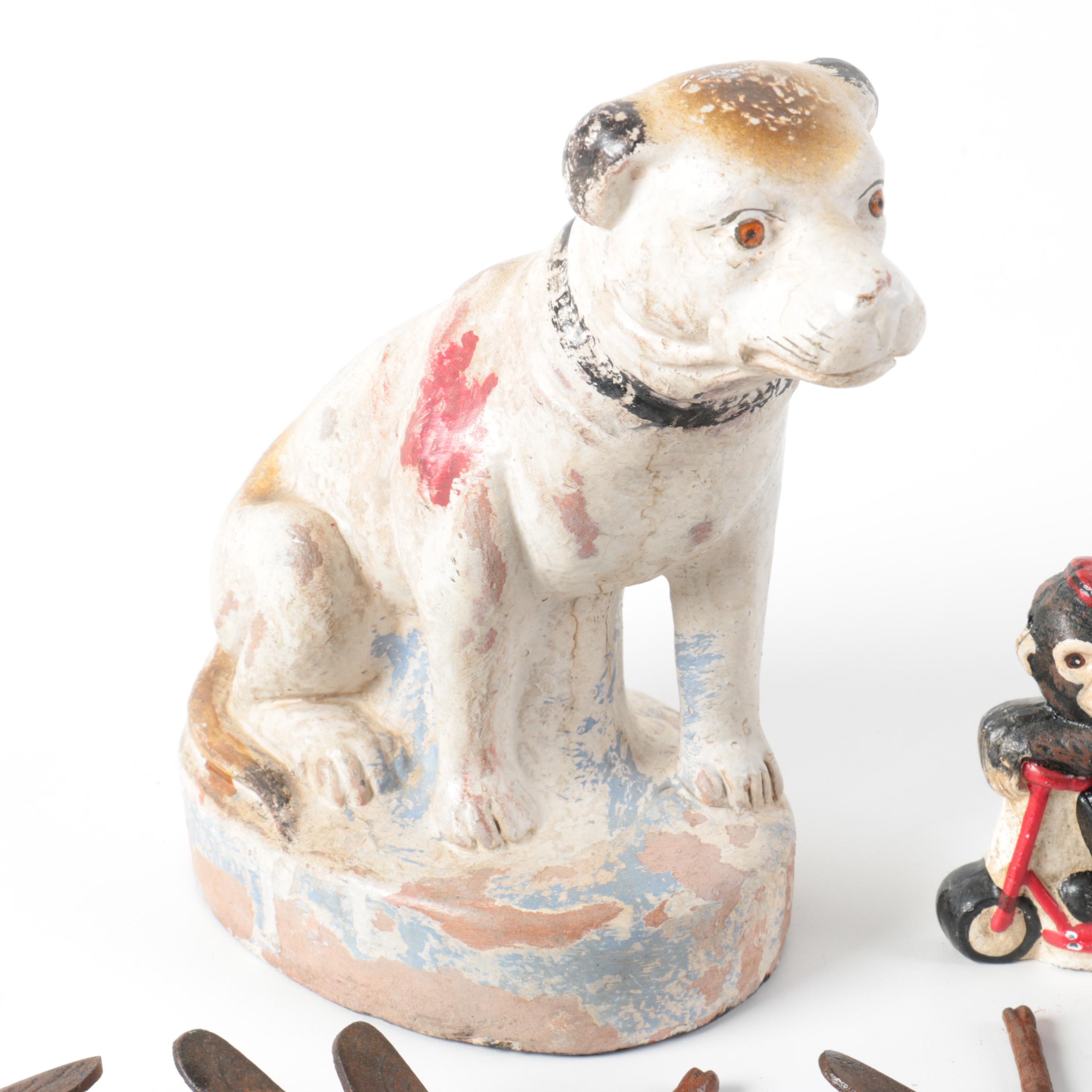 HomArt Cast Iron Dragonflies, Vintage Dog, Chimpanzees on Scooters and Postcards