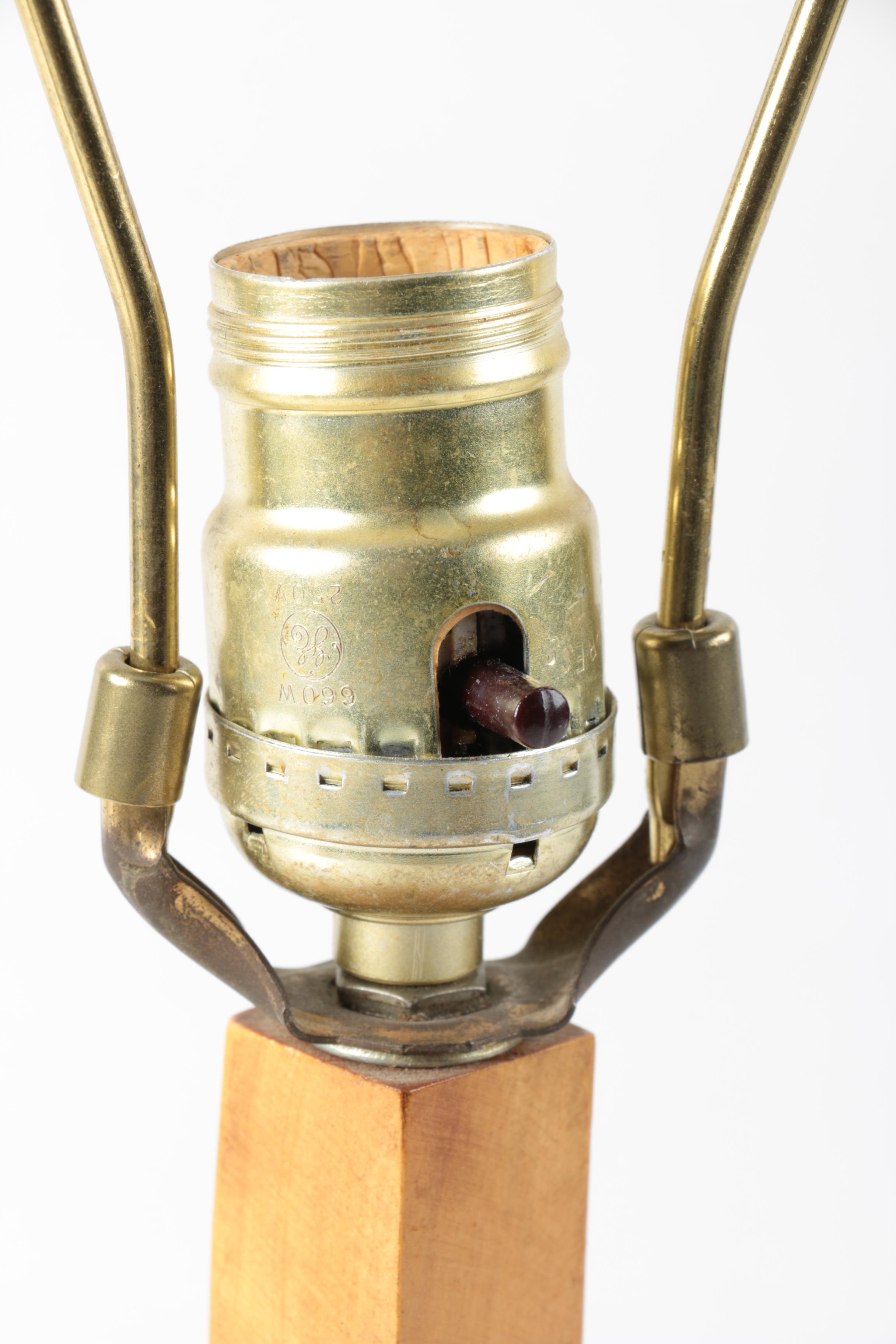 Vintage Hand-Crafted Wooden Table Lamp