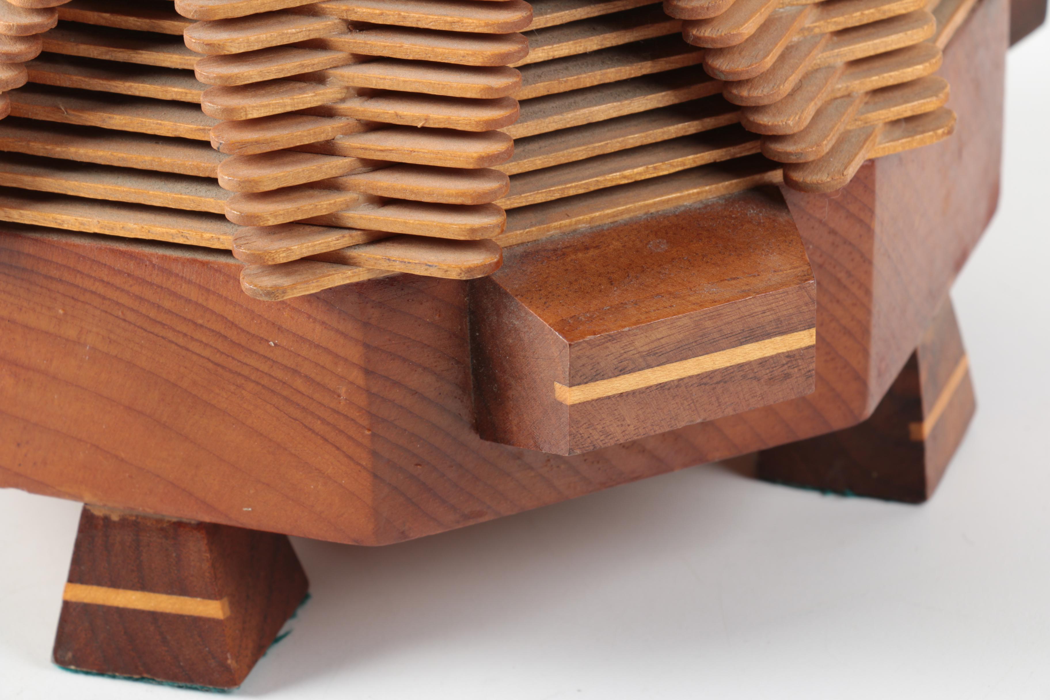 Vintage Hand-Crafted Wooden Table Lamp