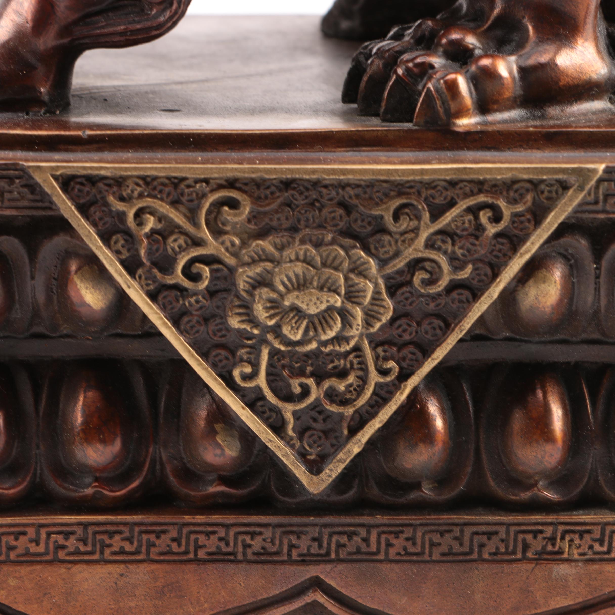 Copper and Brass Guardian Lion Figures