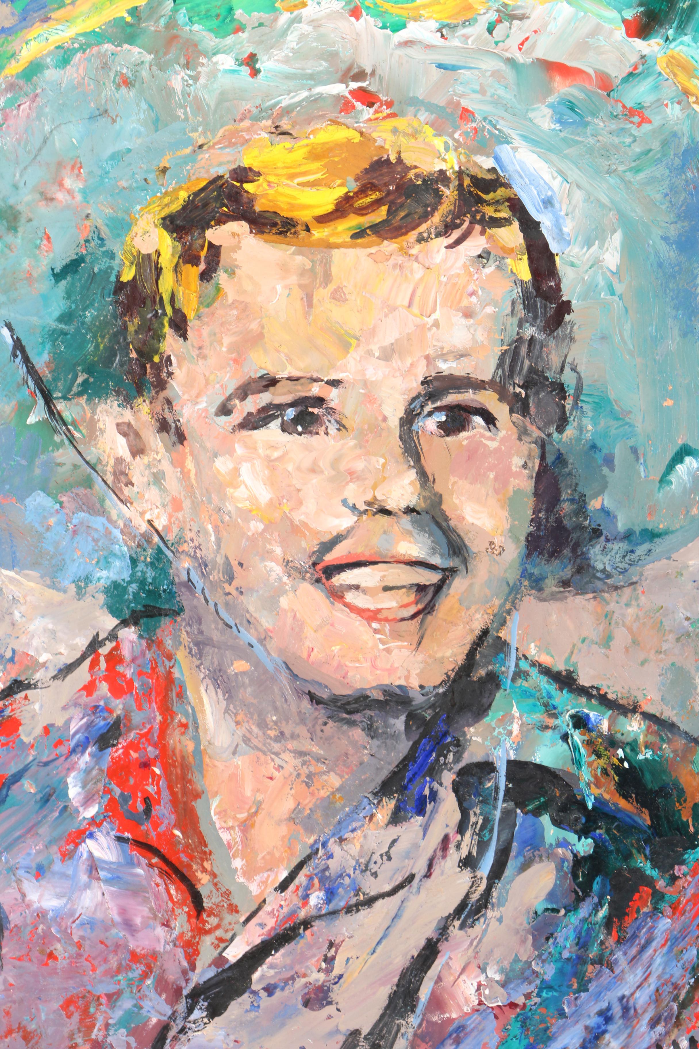 HVO Oil Portrait on Cardboard of Boy in Cowboy Hat