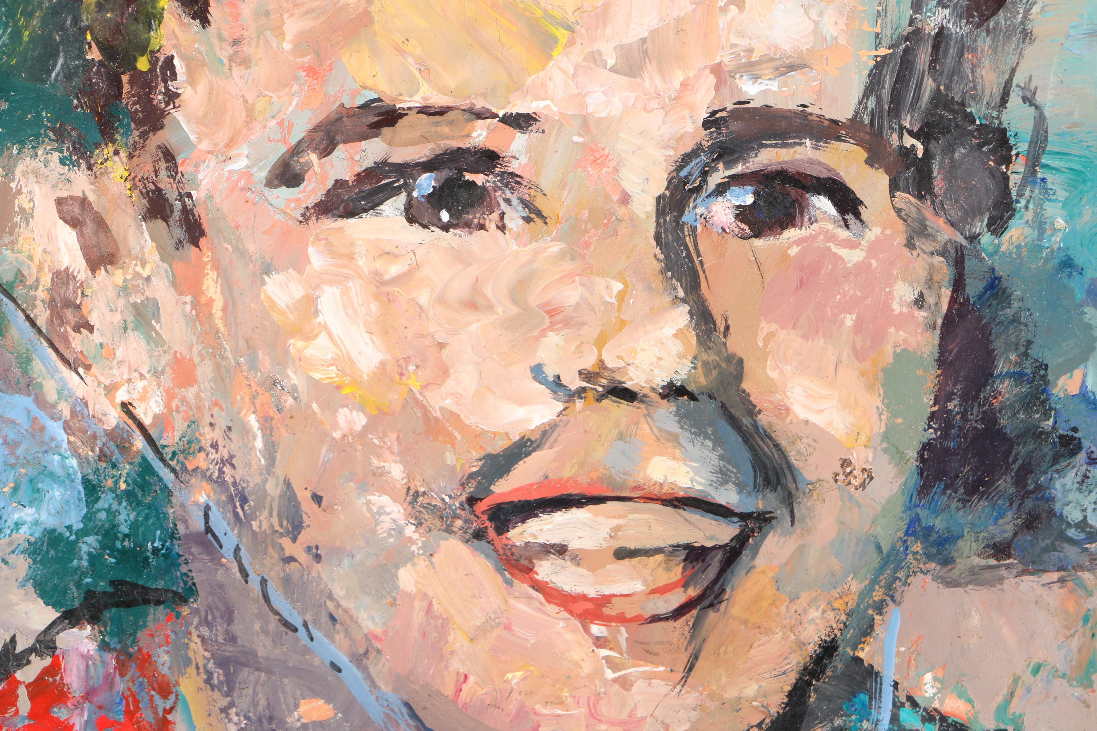 HVO Oil Portrait on Cardboard of Boy in Cowboy Hat