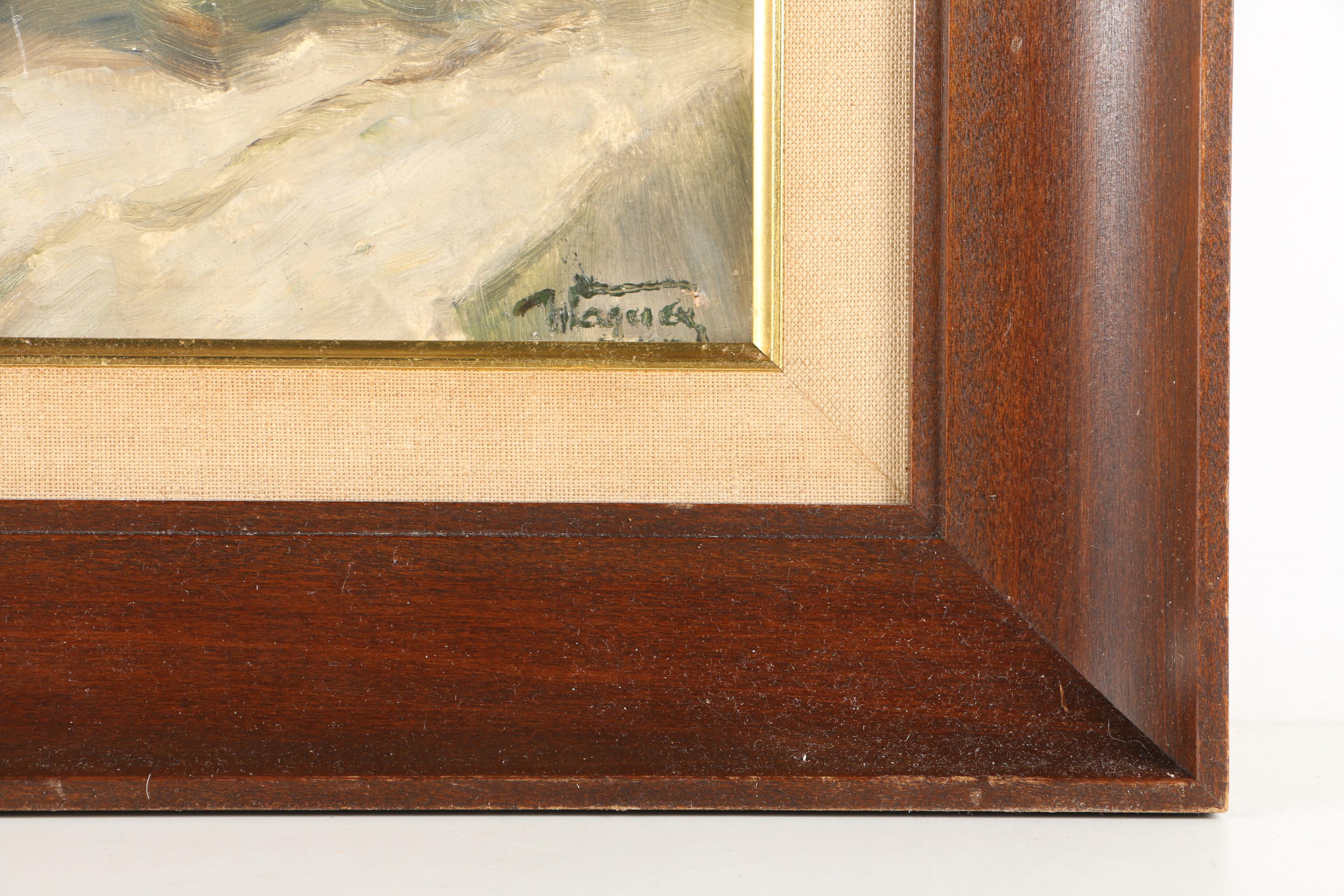 Wagner Oil Painting on Panel of Still Life with Glass Vase of Flowers