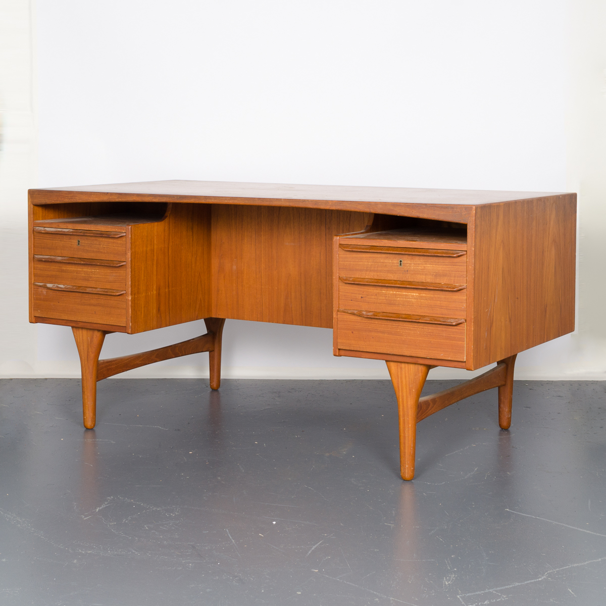 Danish Modern Teak Desk with Rear Shelving by Vald Mortensen