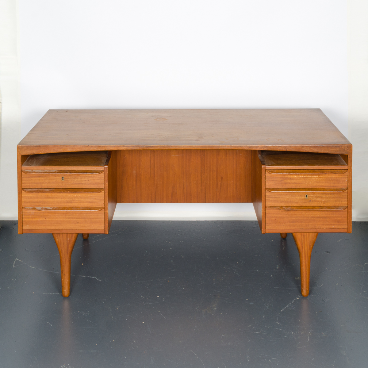 Danish Modern Teak Desk with Rear Shelving by Vald Mortensen