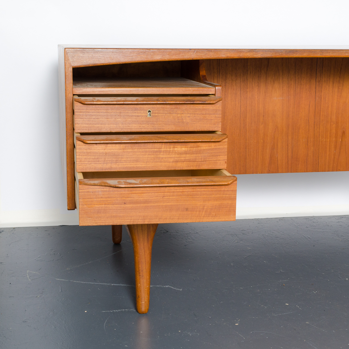 Danish Modern Teak Desk with Rear Shelving by Vald Mortensen