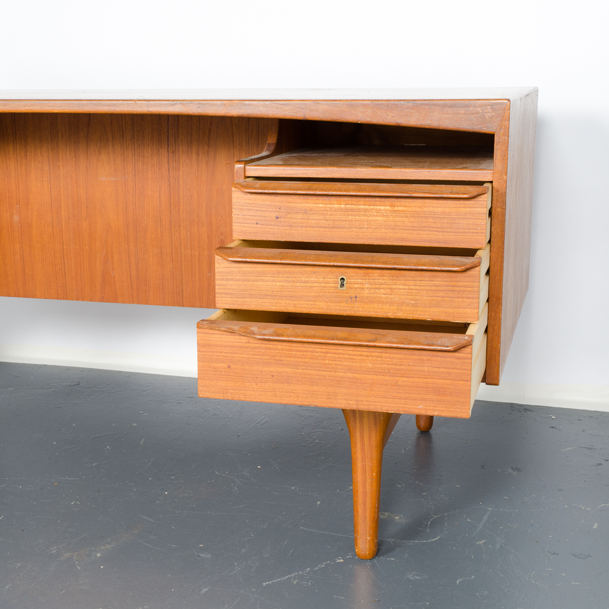 Danish Modern Teak Desk with Rear Shelving by Vald Mortensen
