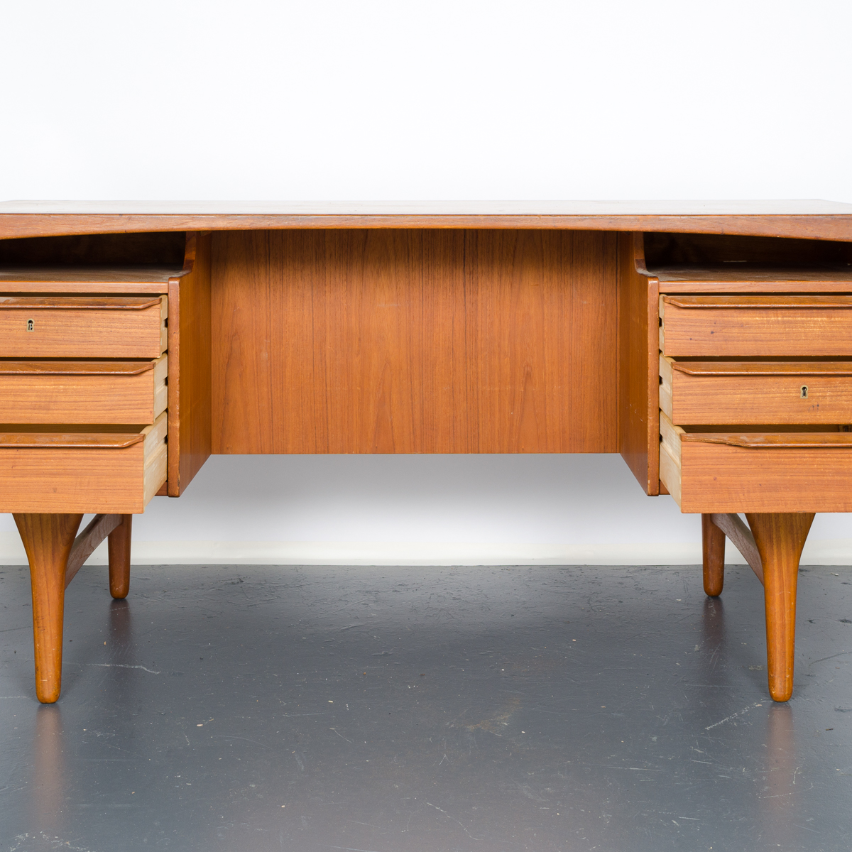 Danish Modern Teak Desk with Rear Shelving by Vald Mortensen