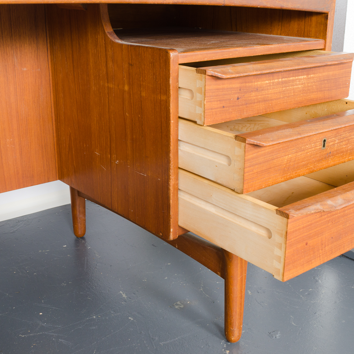 Danish Modern Teak Desk with Rear Shelving by Vald Mortensen