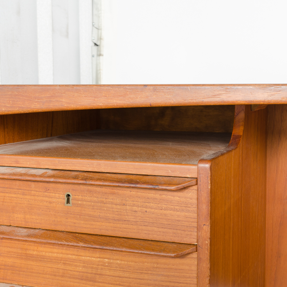 Danish Modern Teak Desk with Rear Shelving by Vald Mortensen