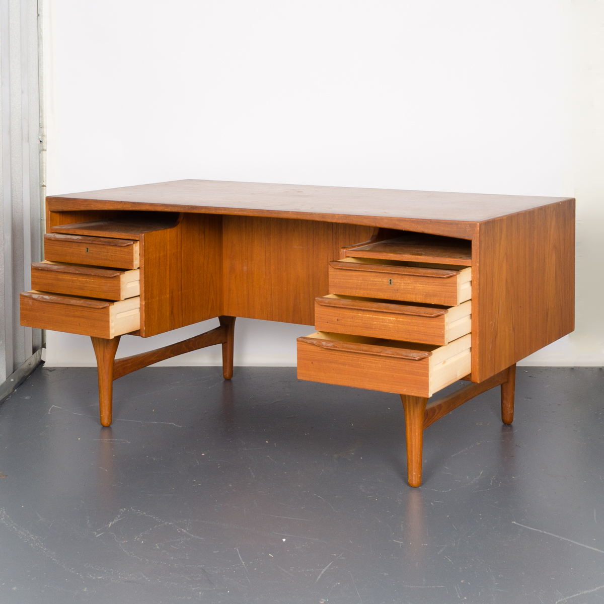 Danish Modern Teak Desk with Rear Shelving by Vald Mortensen
