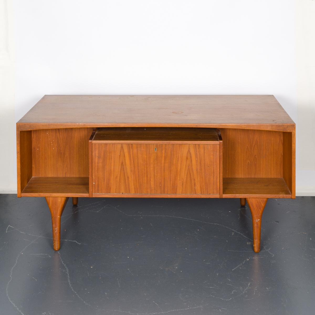 Danish Modern Teak Desk with Rear Shelving by Vald Mortensen