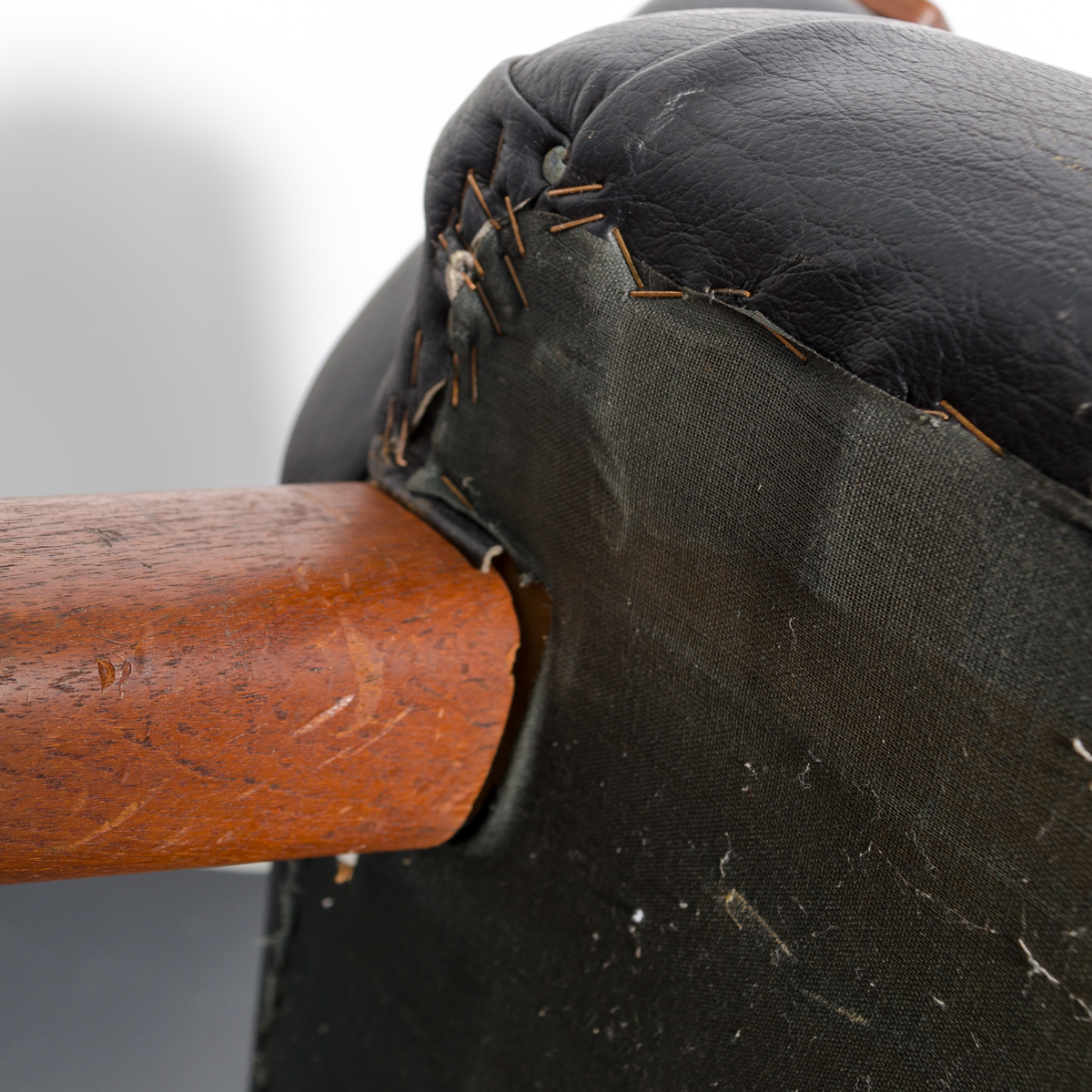 Vintage Mid Century Modern Black Leather Sofa