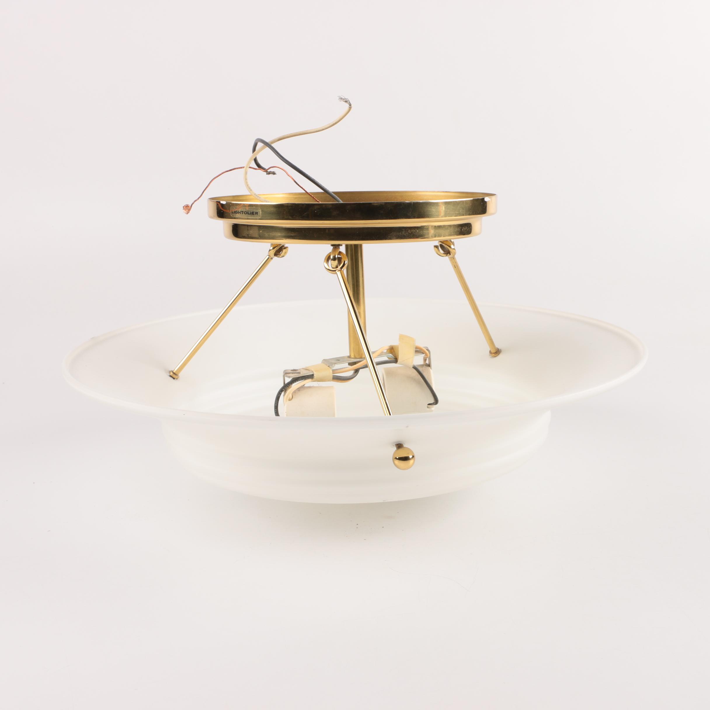 Lightolier Ceiling Light with White Glass Shade