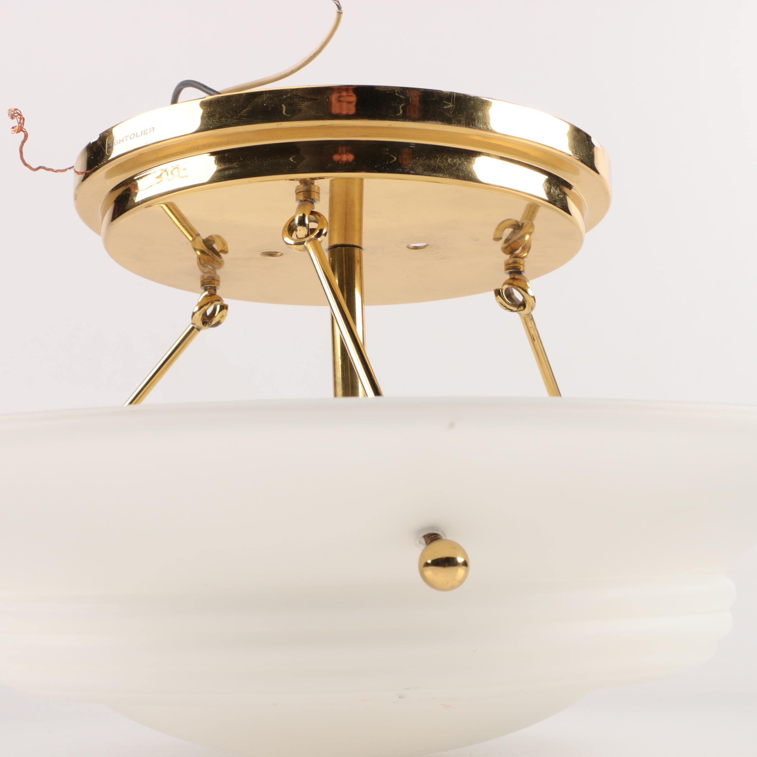 Lightolier Ceiling Light with White Glass Shade